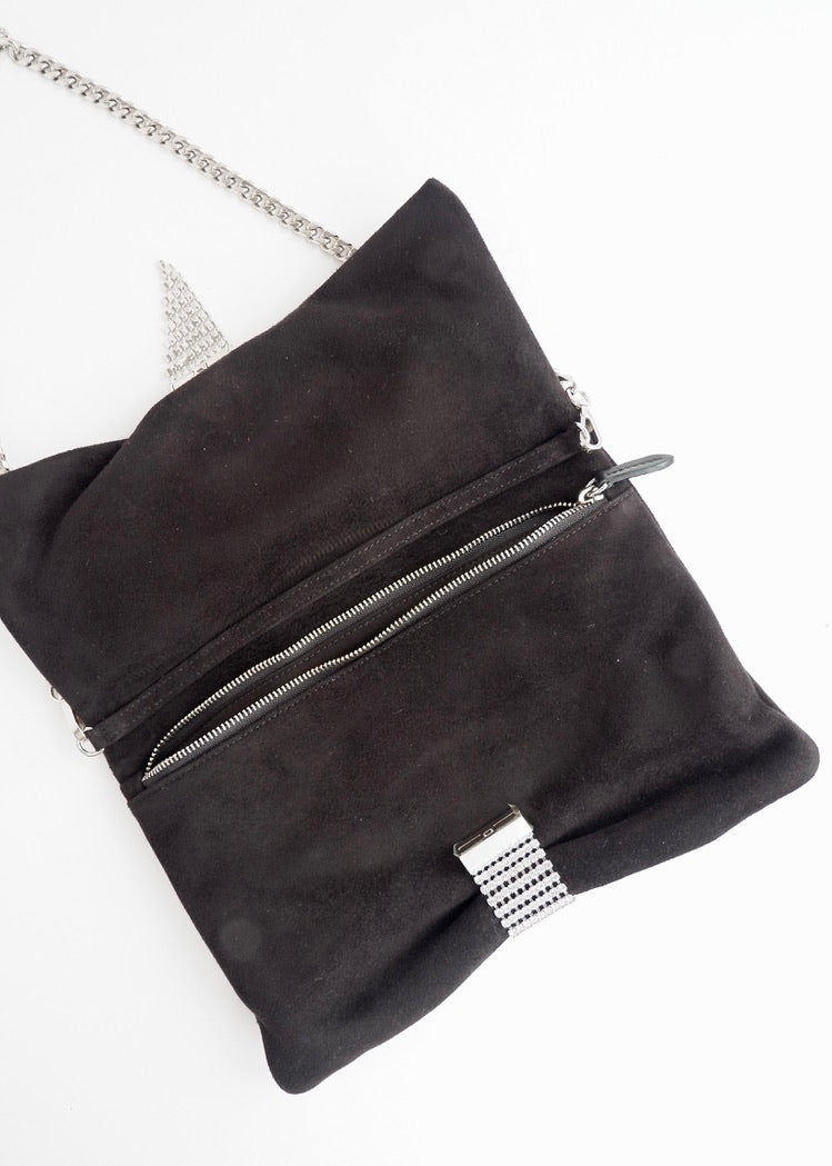 Authentic Preowned Jimmy Choo Black Suede/Crystal Embellished Evening Bag