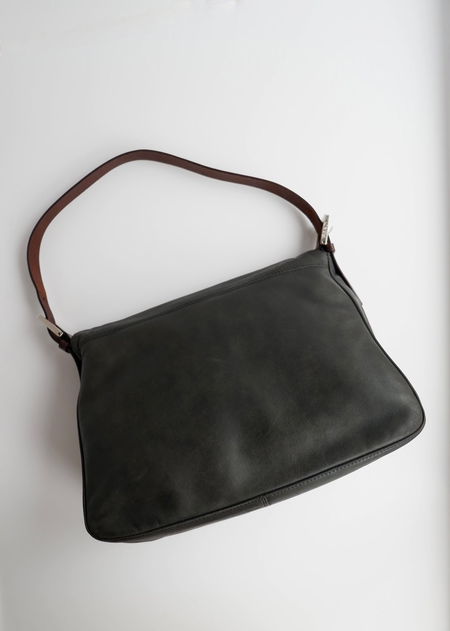 Authentic Preowned Fendi Black/Brown Leather Mamma Baguette Shoulder Bag