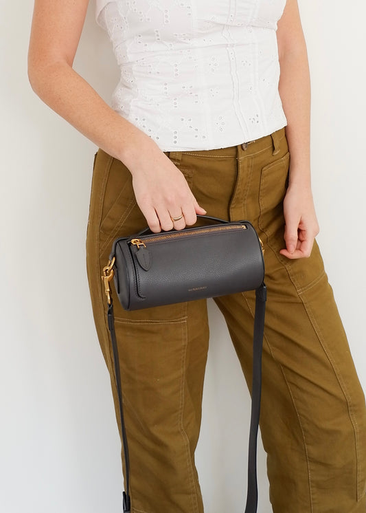 Authentic Preowned Burberry Navy Leather Barrel Two Way Bag