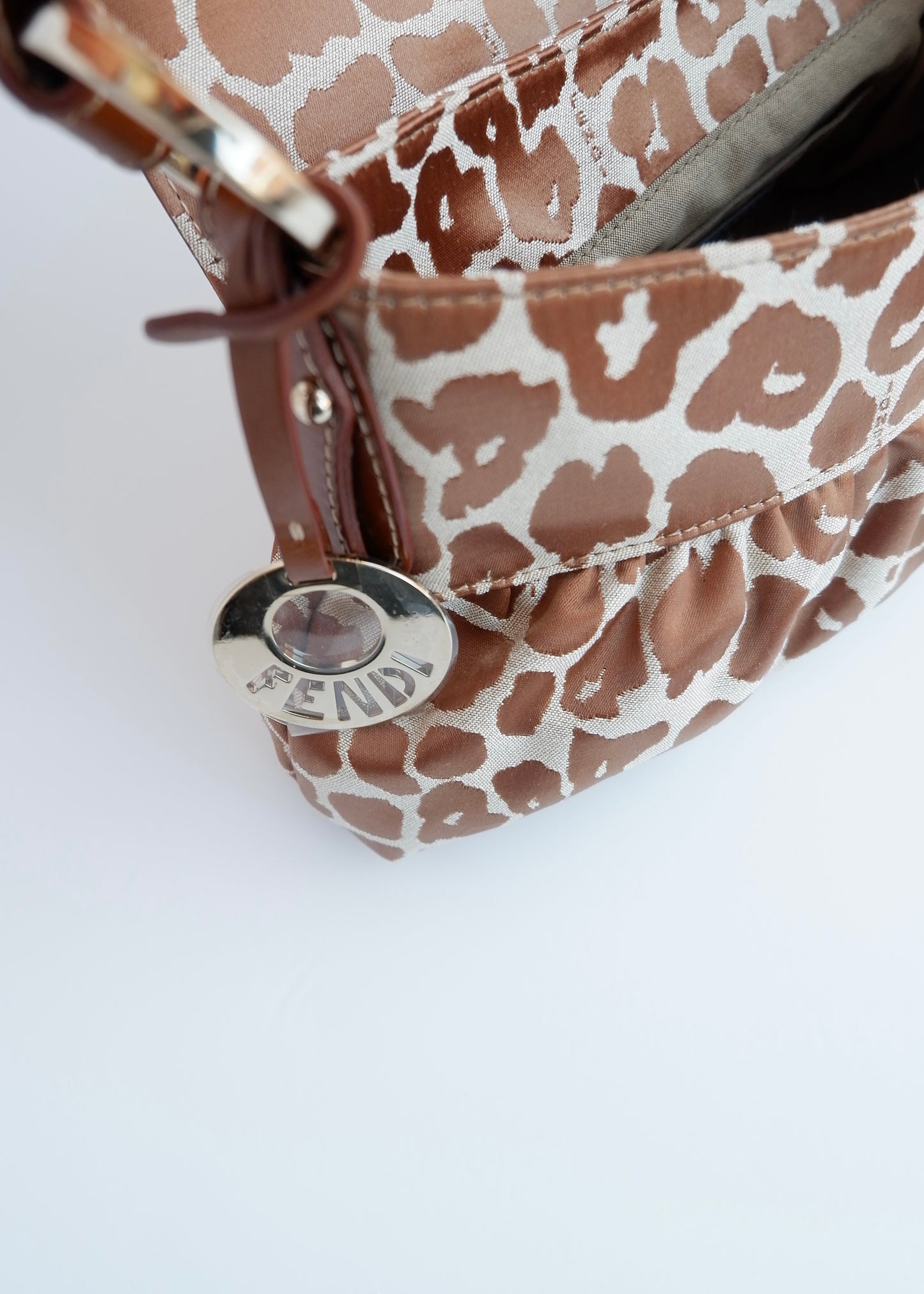 Authentic Preowned Fendi Brown/Beige Leopard Print Baguette Shoulder Bag