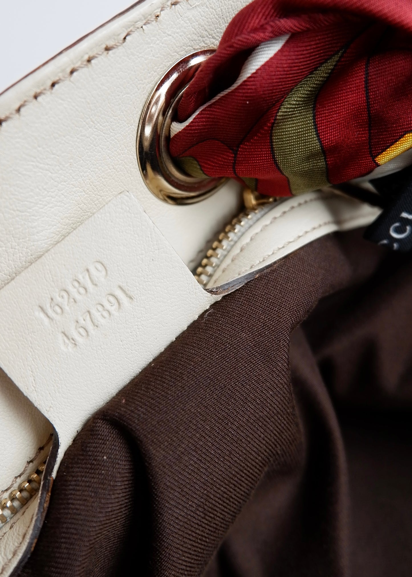 Authentic Preowned Gucci White GG Canvas/ Scarf Detail Handbag