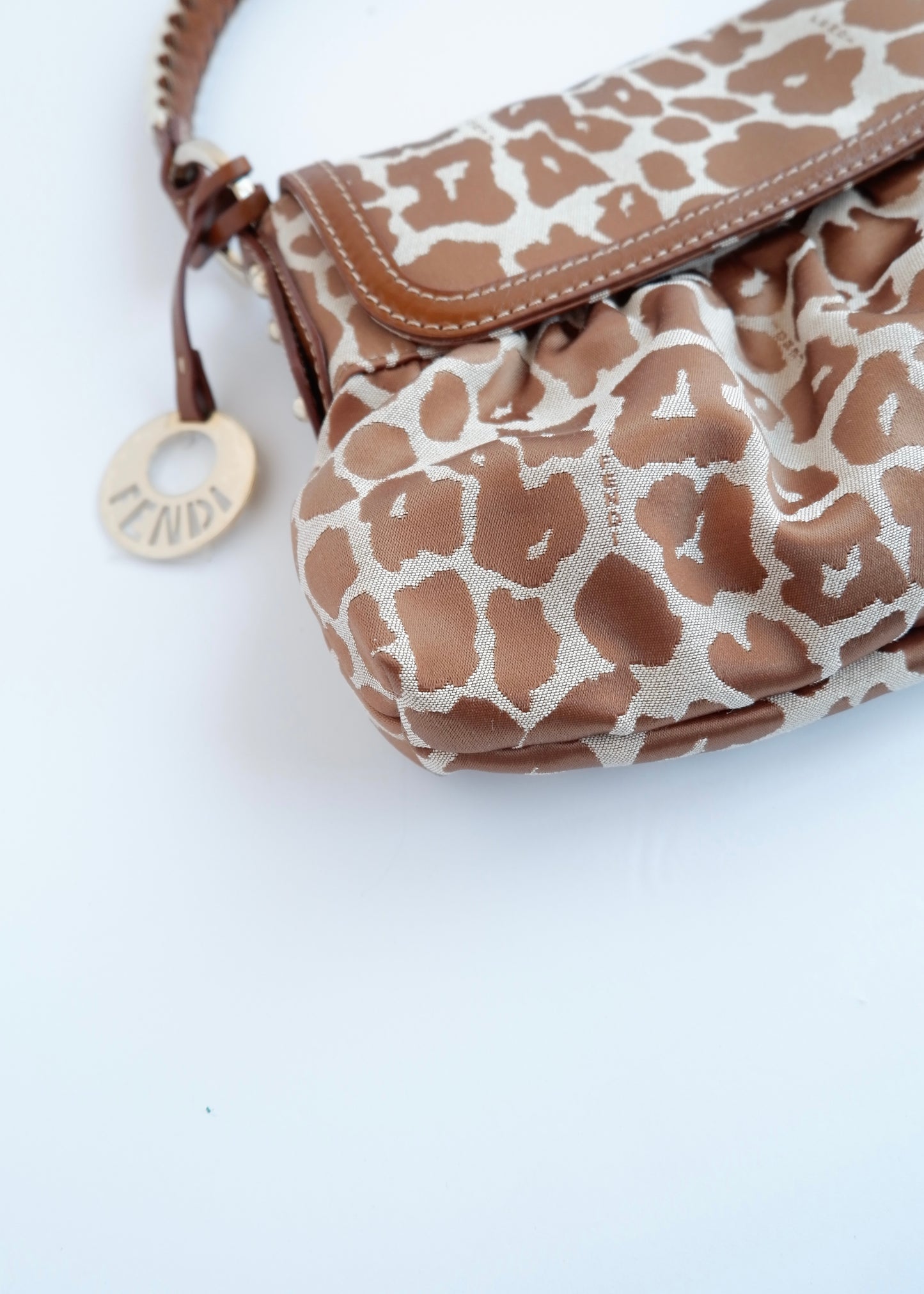 Authentic Preowned Fendi Brown/Beige Leopard Print Baguette Shoulder Bag