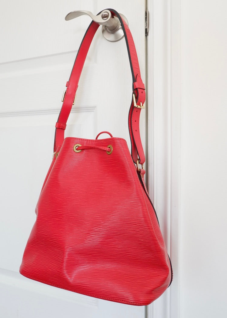 Authentic Preowned Louis Vuitton Red Epi Leather Noe GM Shoulder Bag