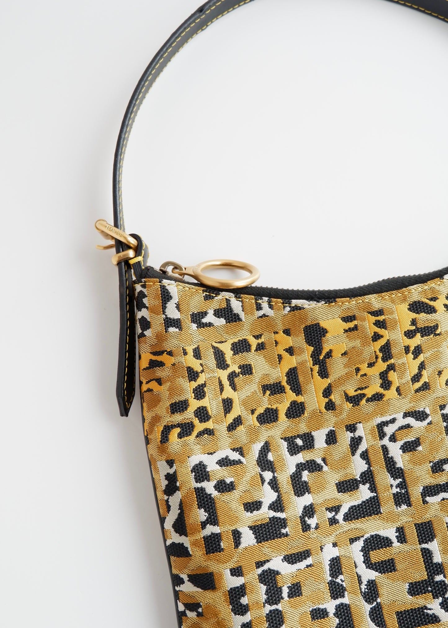 Authentic Preowned Fendi Black Animal Print Zucca Oyster Bag