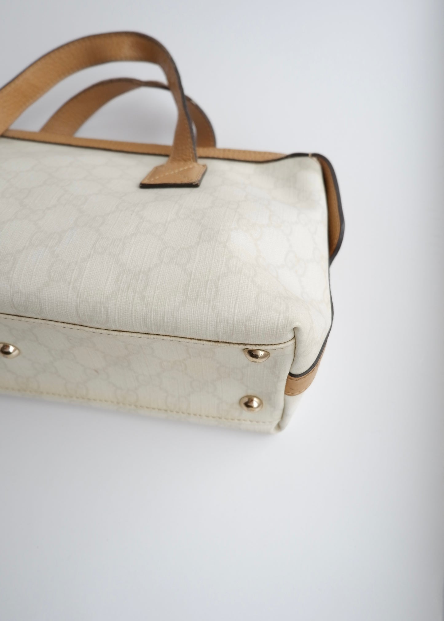 Authentci Preowned Gucci White GG Canvas East West Handbag
