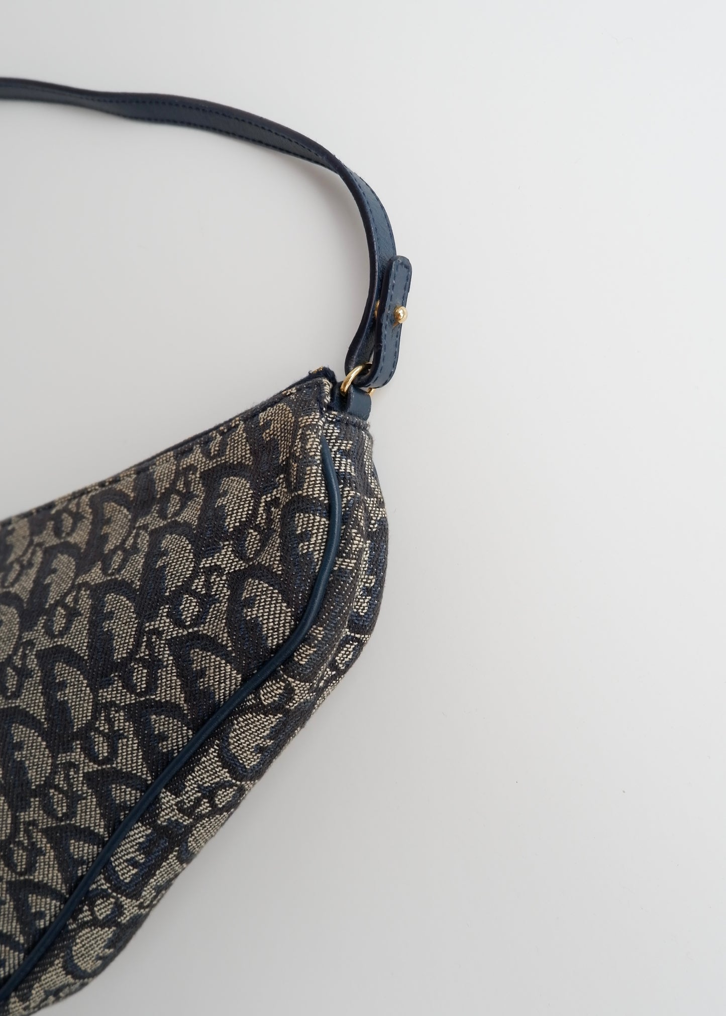 Authentic Preowned Vintage Dior Navy Oblique Canvas Saddle Bag