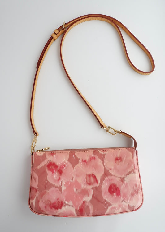 Authentic Preowned Louis Vuitton Limited Edition Rose Velours Monogram Ikat Pochette Crossbody Bag