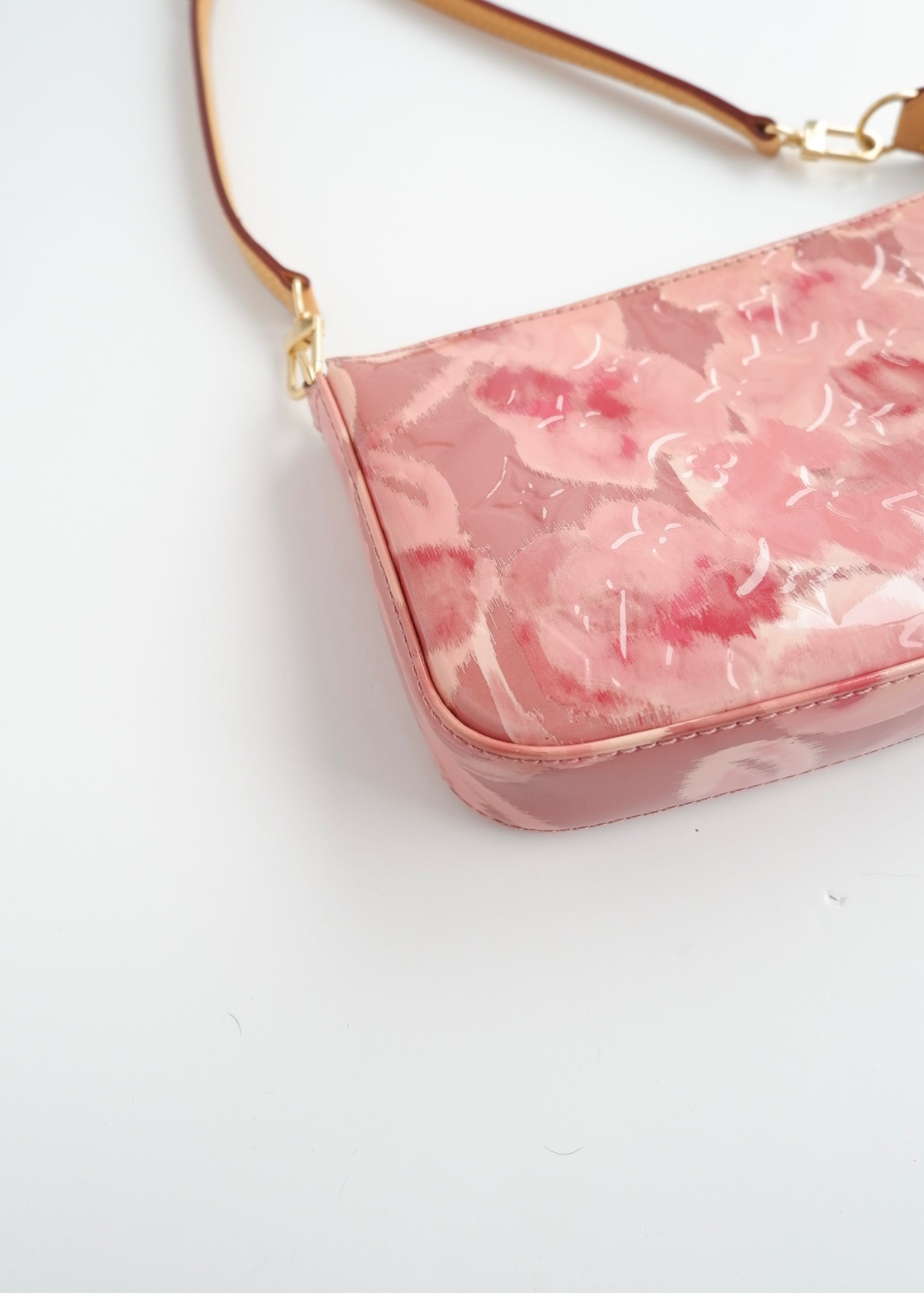 Authentic Preowned Louis Vuitton Limited Edition Rose Velours Monogram Ikat Pochette Crossbody Bag