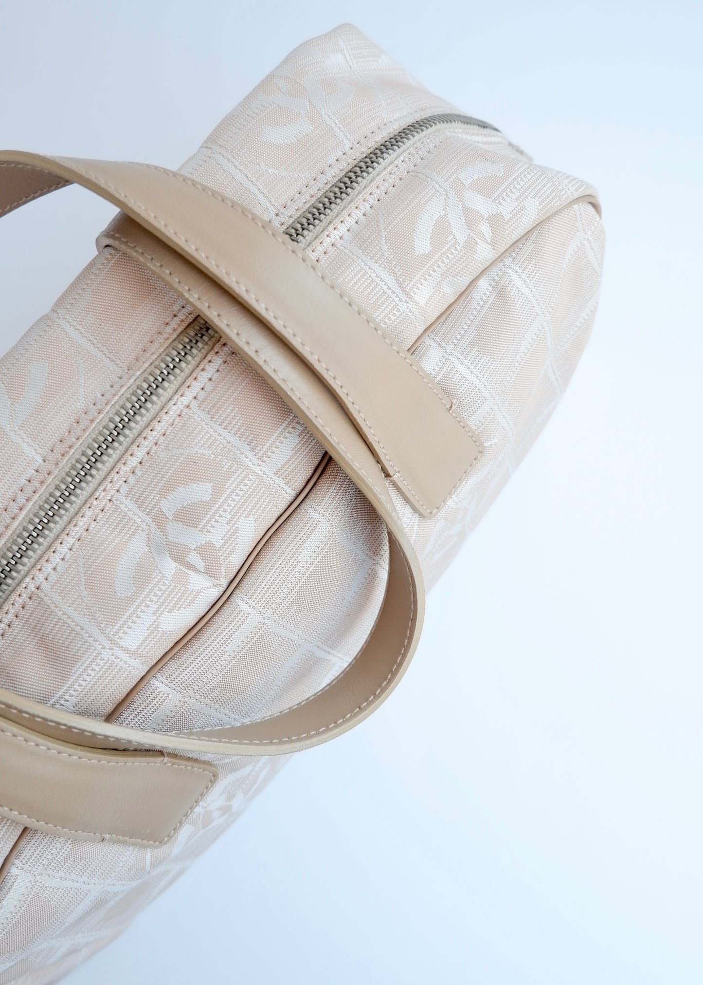 Authentic Preowned Chanel Beige Canvas/Leather New Travel Line Shoulder Bag