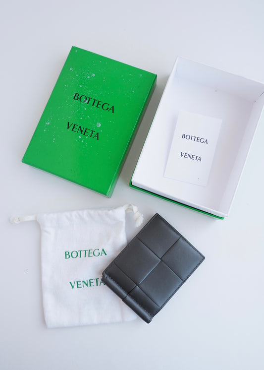 Authentic Preowned Bottega Veneta Grey Leather Cassette Bi-Fold Wallet