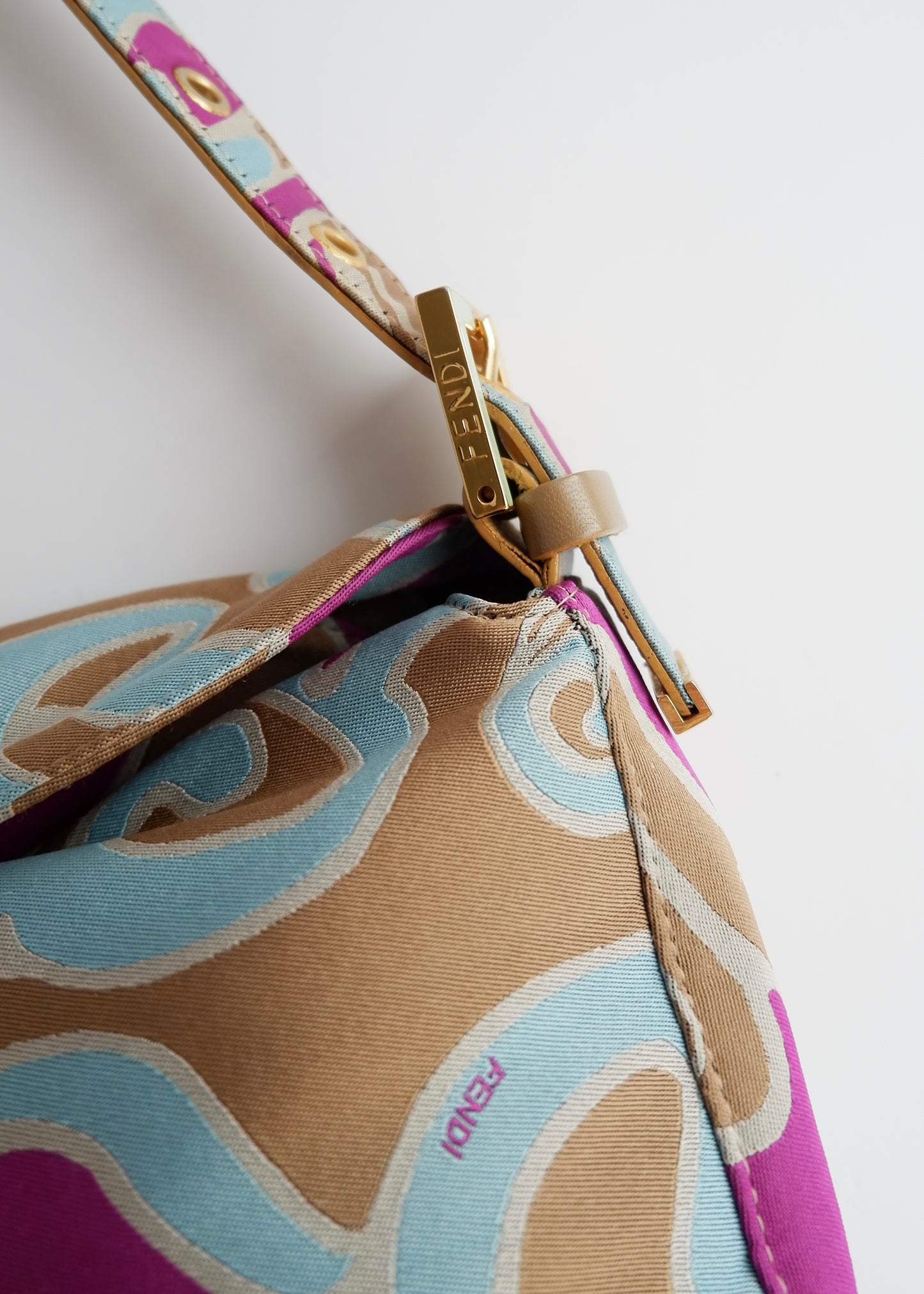 Authentic Preowned Fendi Psychedelic Swirl Multi Color Baguette Shoulder Bag