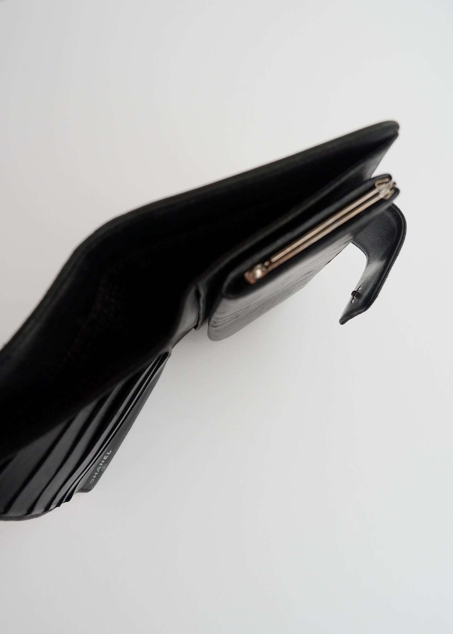Authentic Preowned Chanel Black Lambskin Long Fold Wallet