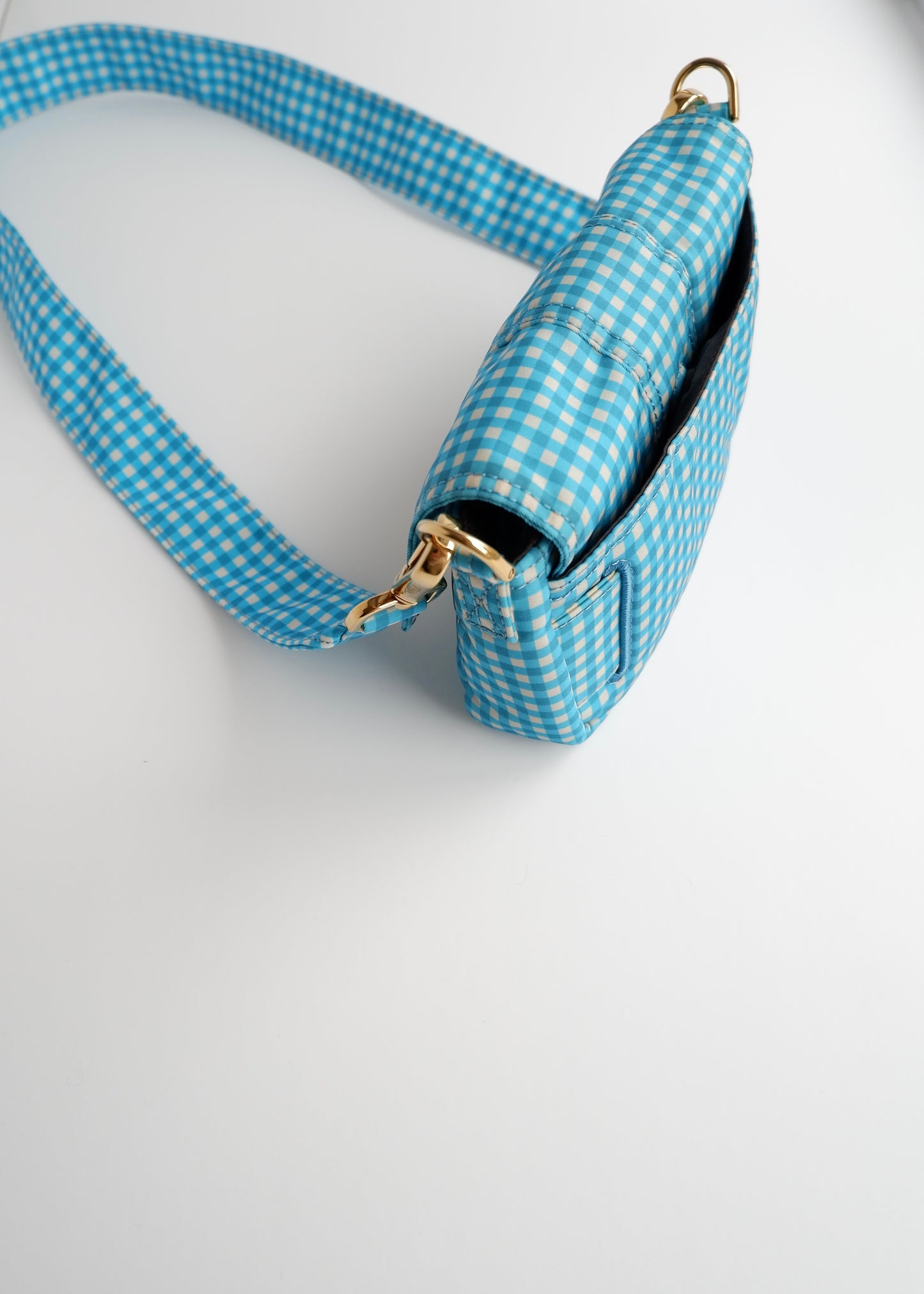Authentic Preowned Fendi Blue Gingham Nylon Two Way Bag