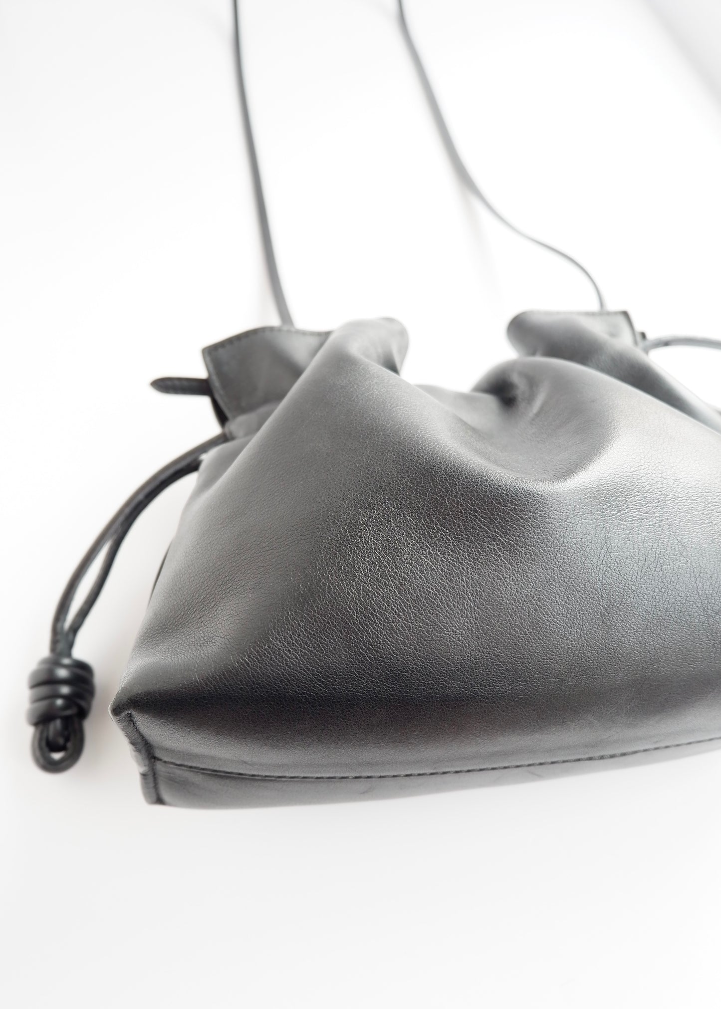 Authentic Preowned Loewe Black Leather Flamenco Knot Clutch/ Crossbody Bag