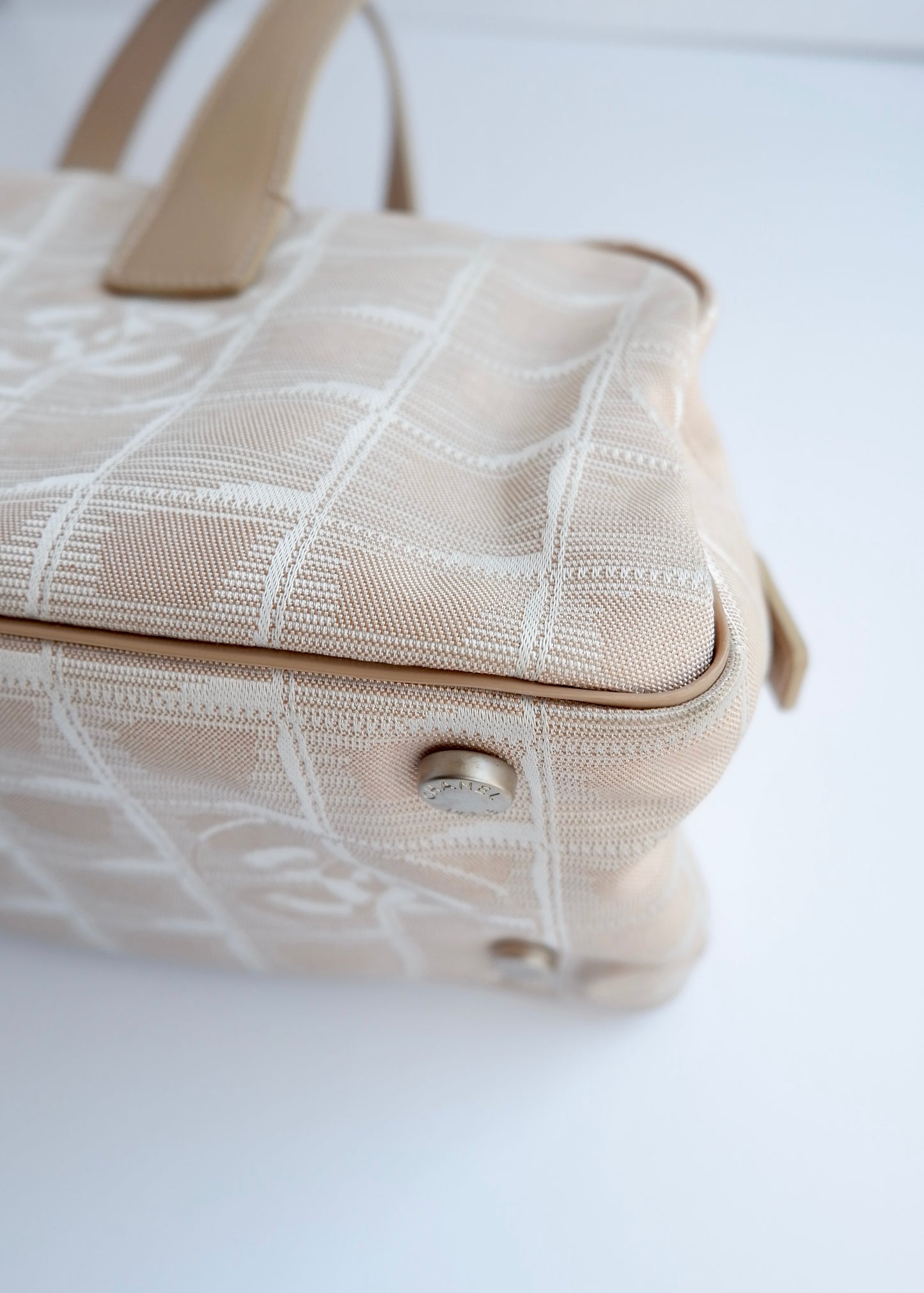 Authentic Preowned Chanel Beige Canvas/Leather New Travel Line Shoulder Bag