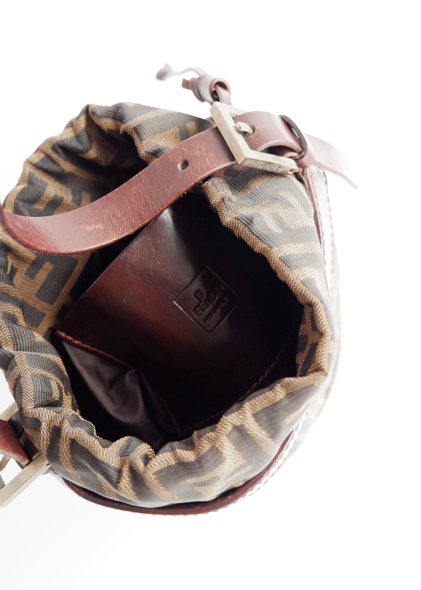 Authentic Preowned Vintage Fendi Brown Zucca Bucket Handbag