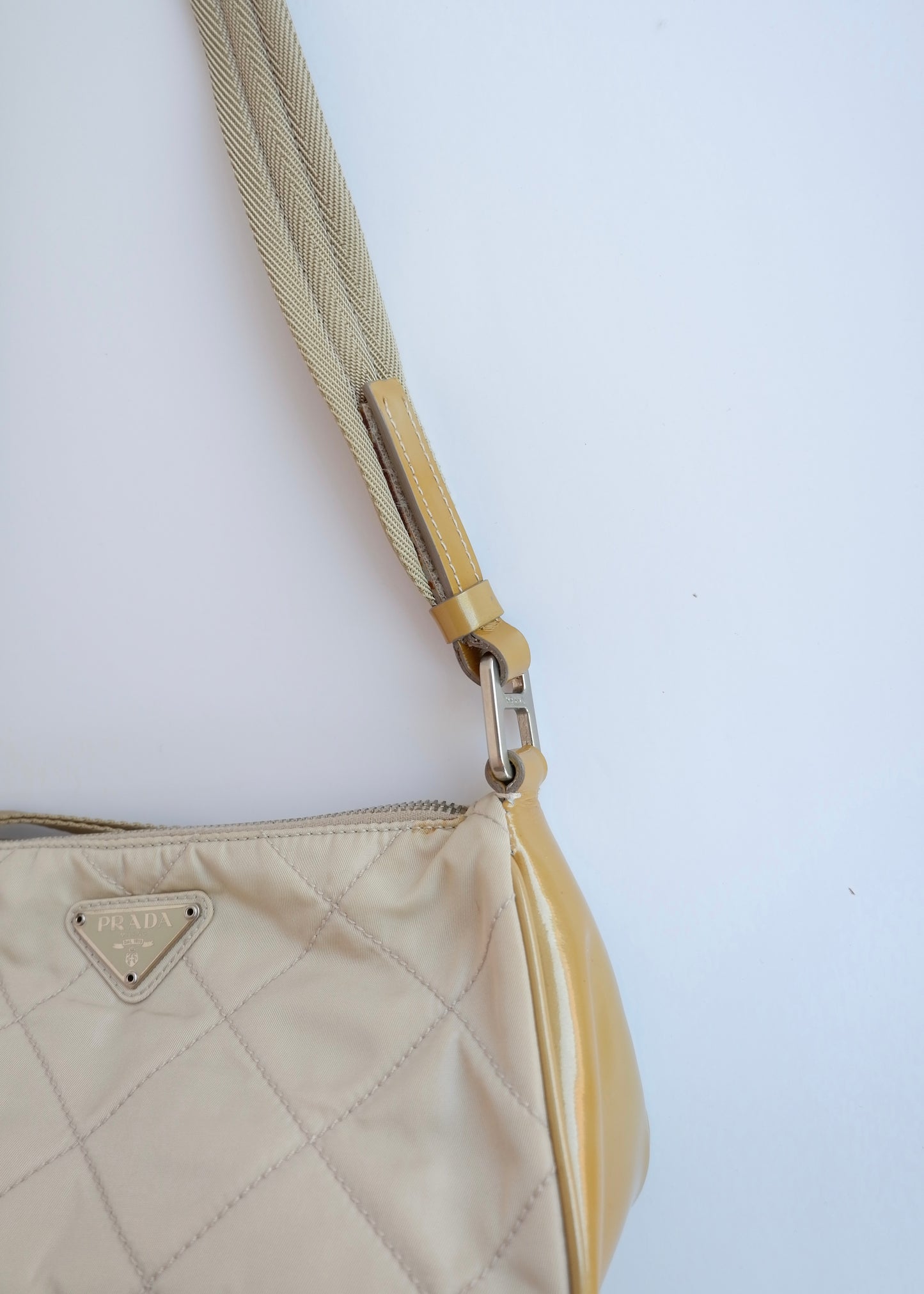 Authentic Preowned Prada Beige Quilted Nylon Crossbody Bag