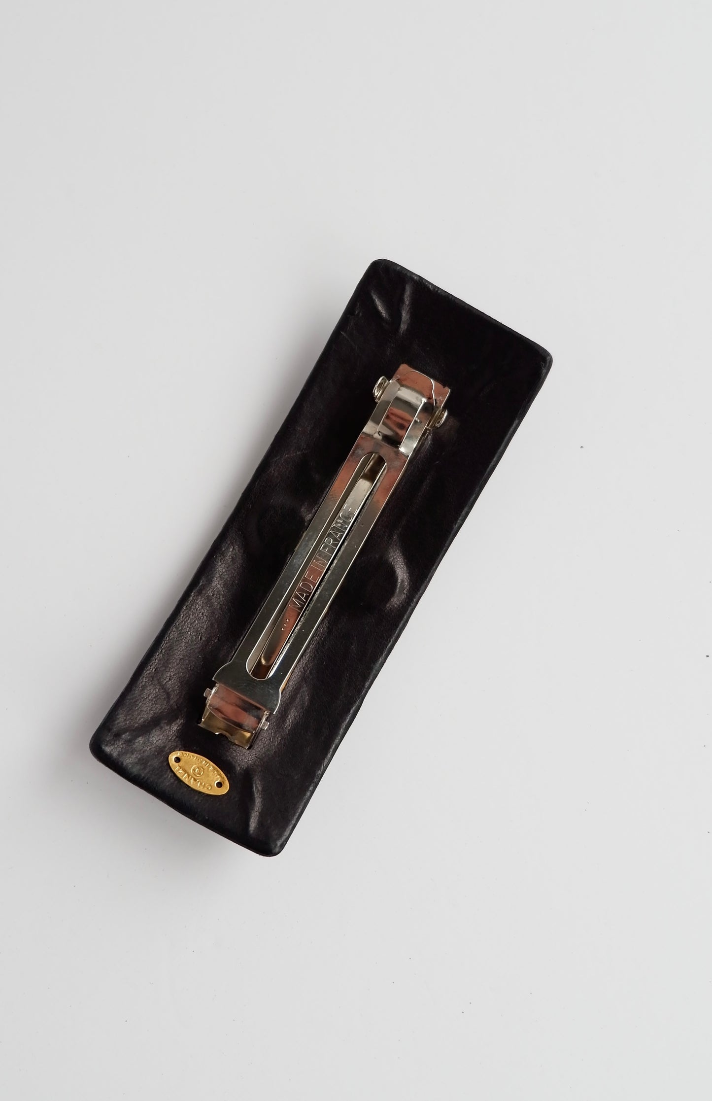 Authentic Preowned Chanel Black Satin Gold CC Logo Hair Beret