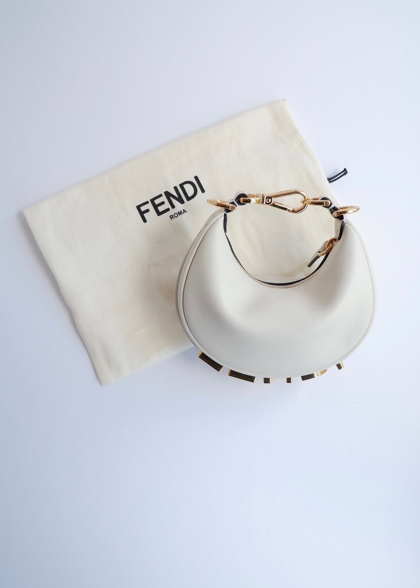 Authentic Preowned Fendi White Leather Nano Fendigraphy Handbag