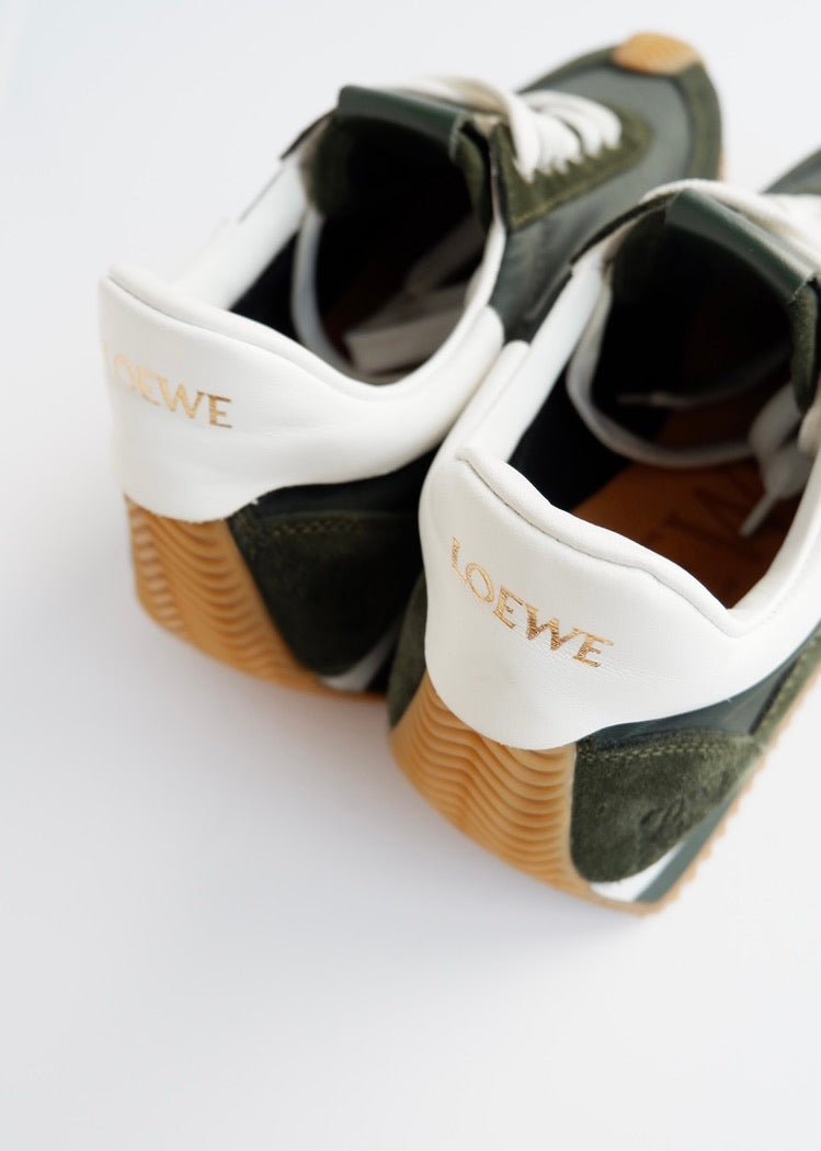 Authentic Preowned Loewe Forest Green Suede Sneakers - 39