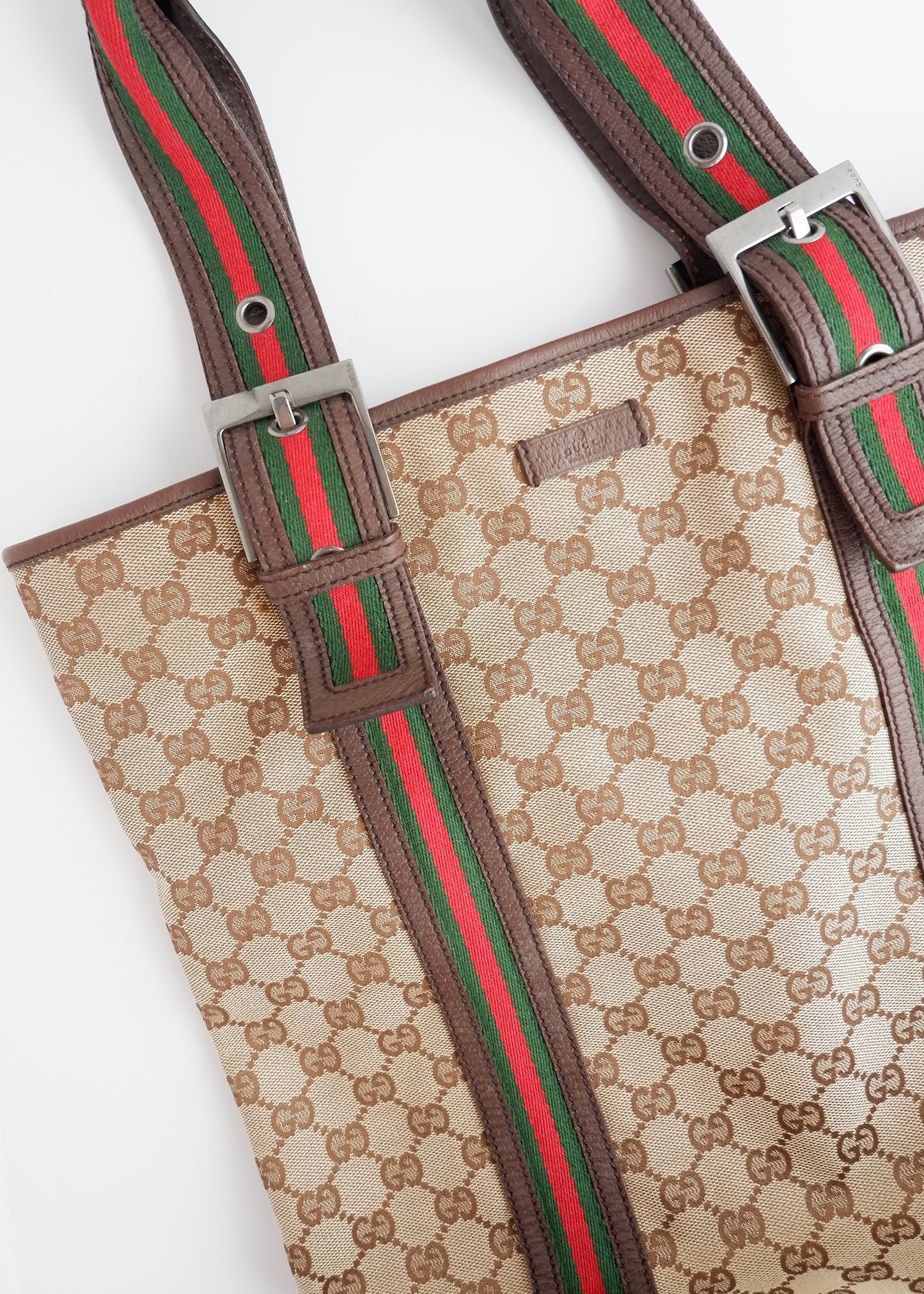 Authentic Preowned Gucci GG Cavnas Sherry Line Tote Bag