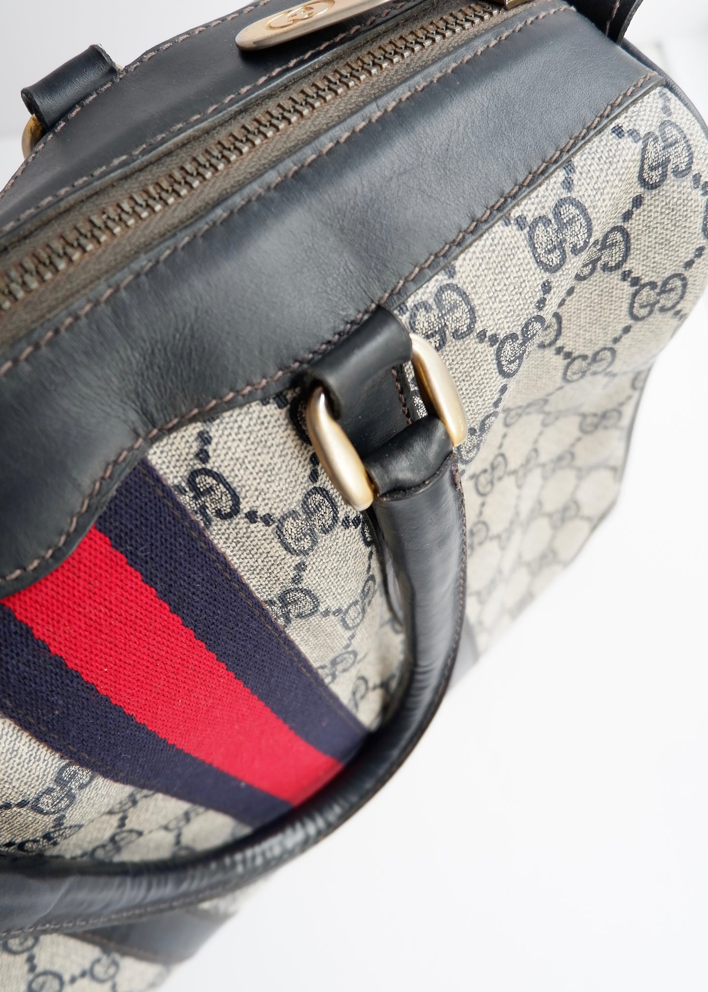 Authentic Preowned Vintage Gucci Navy Boston Bag