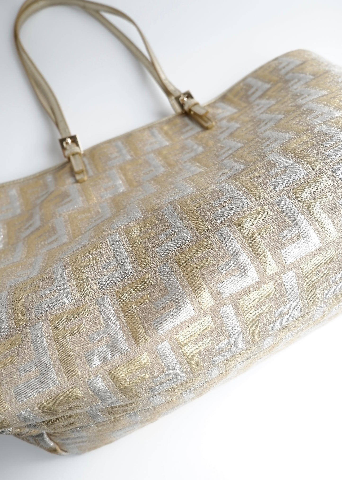Authentic Preowned Fendi Gold/ Silver Canvas Zucca Tote Bag