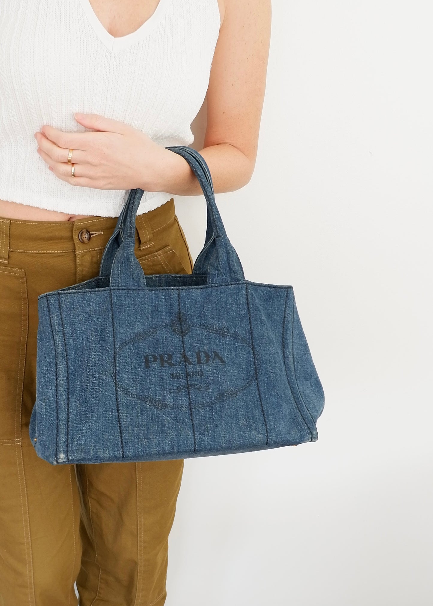 Authentic Preowned Prada Navy Denim Canapa Tote Bag