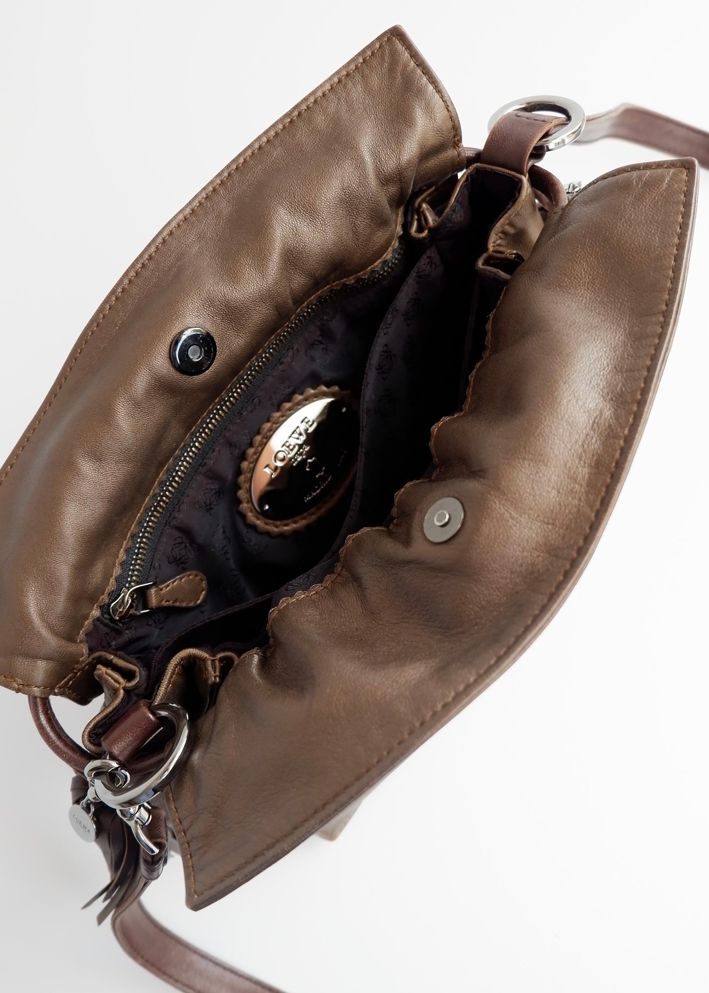 Authentic Preowned Vintage Loewe Bronze Leather Flamingo Bag