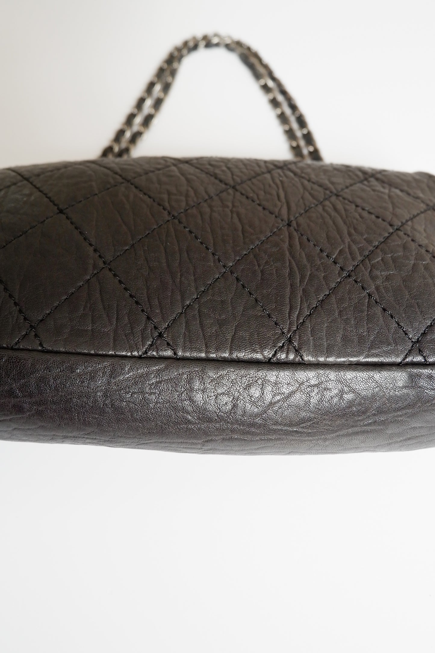 Authentic Preowned Chanel Black Lambskin Elephant Flap Shoulder Bag