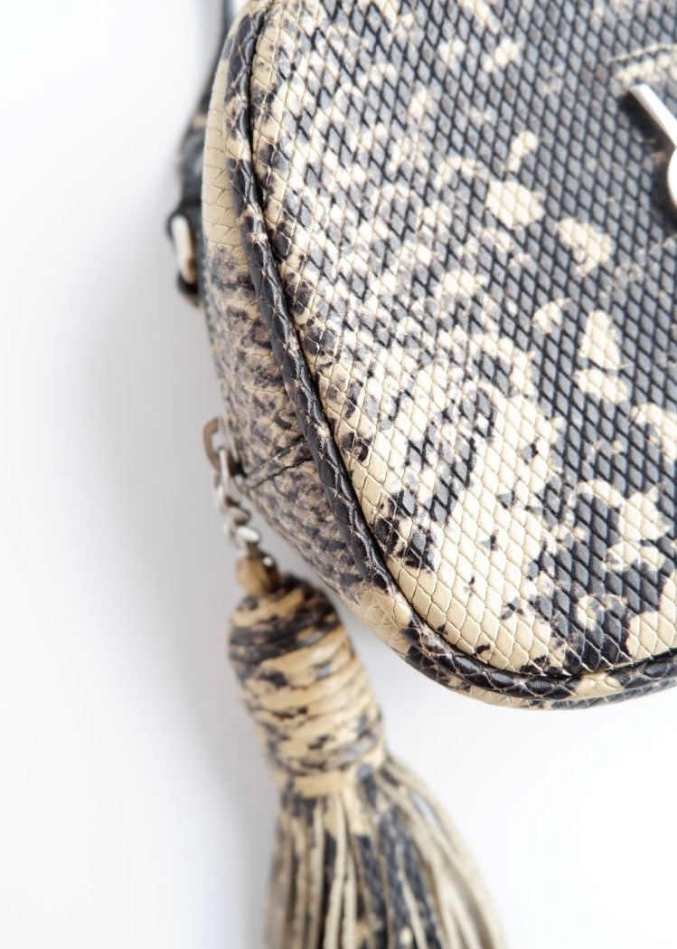 Authentic Preowned Saint Laurent YSL Python Print Small Tassel Crossbody Bag