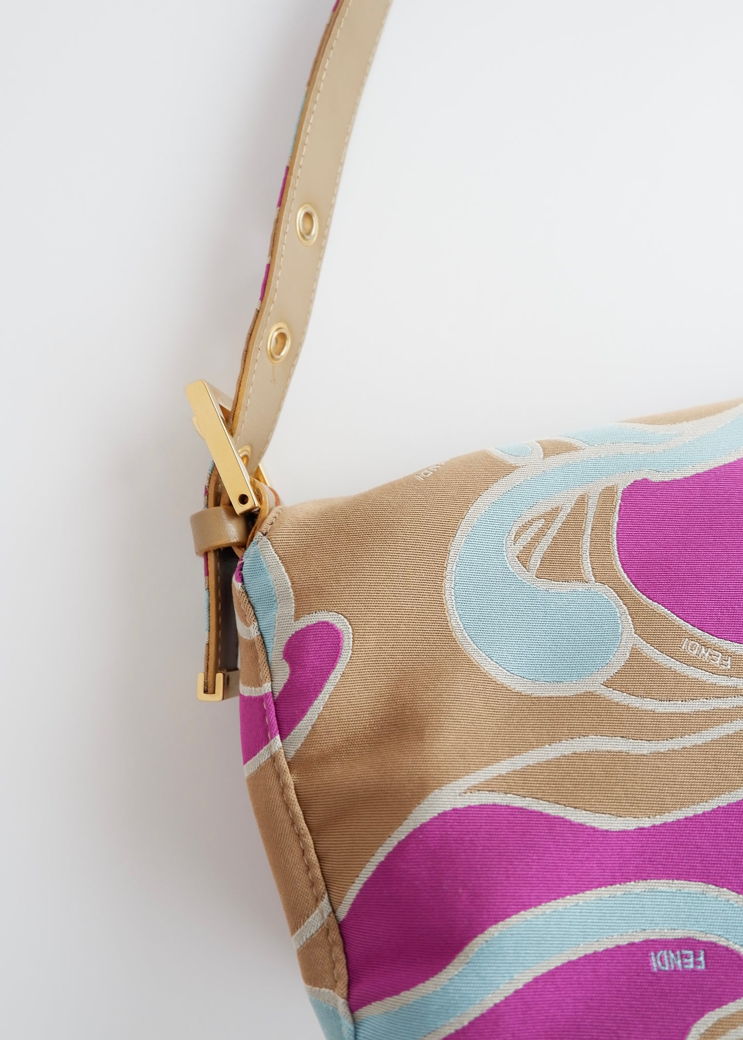 Authentic Preowned Fendi Psychedelic Swirl Multi Color Baguette Shoulder Bag