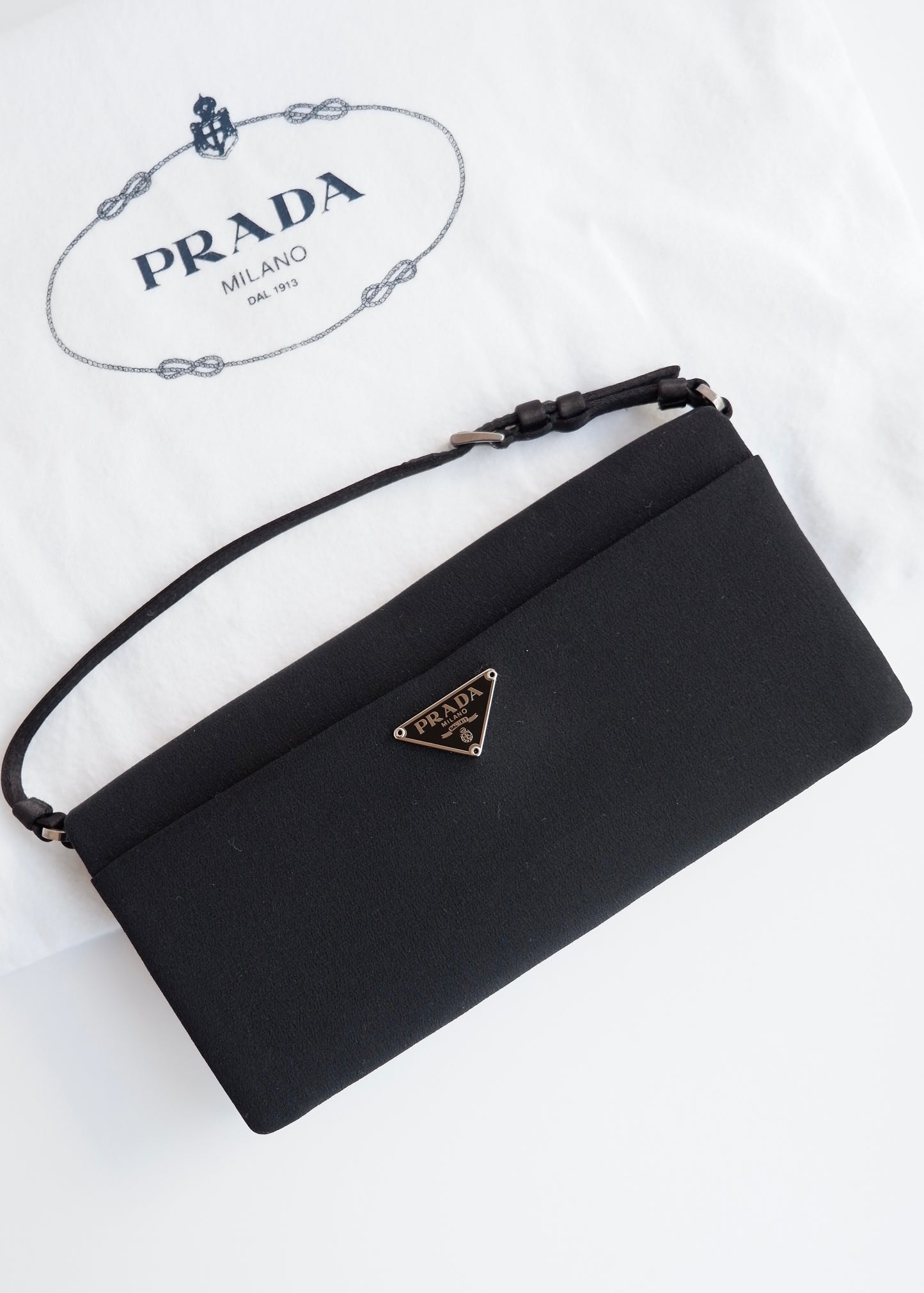 Authentic Preowned Prada Black Satin Bow Detail Handbag