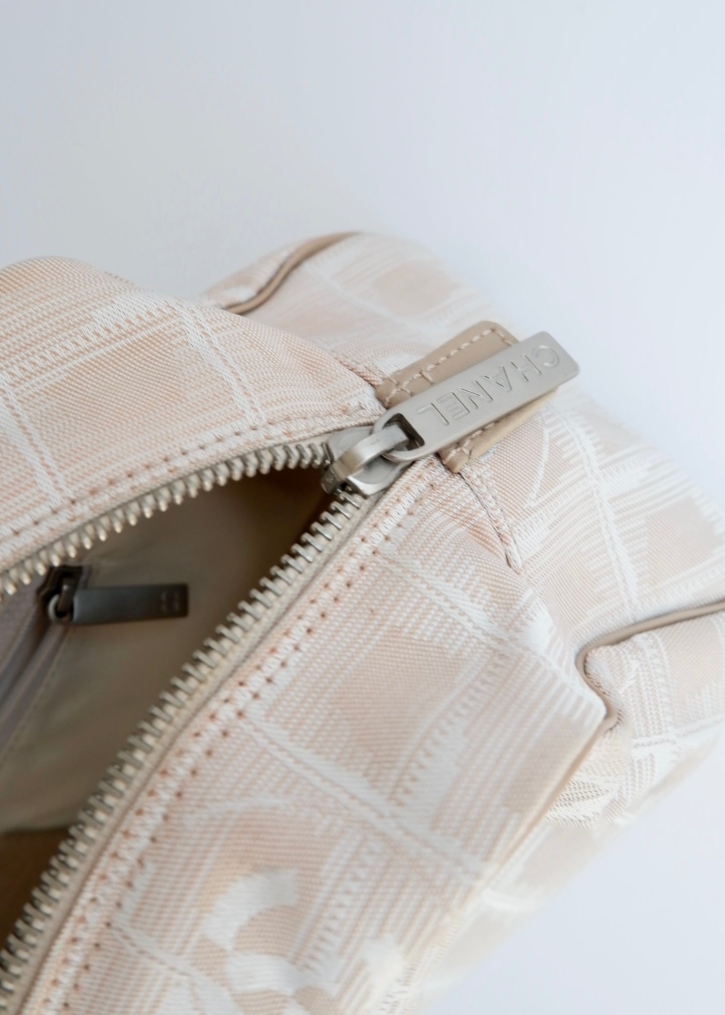 Authentic Preowned Chanel Beige Canvas/Leather New Travel Line Shoulder Bag