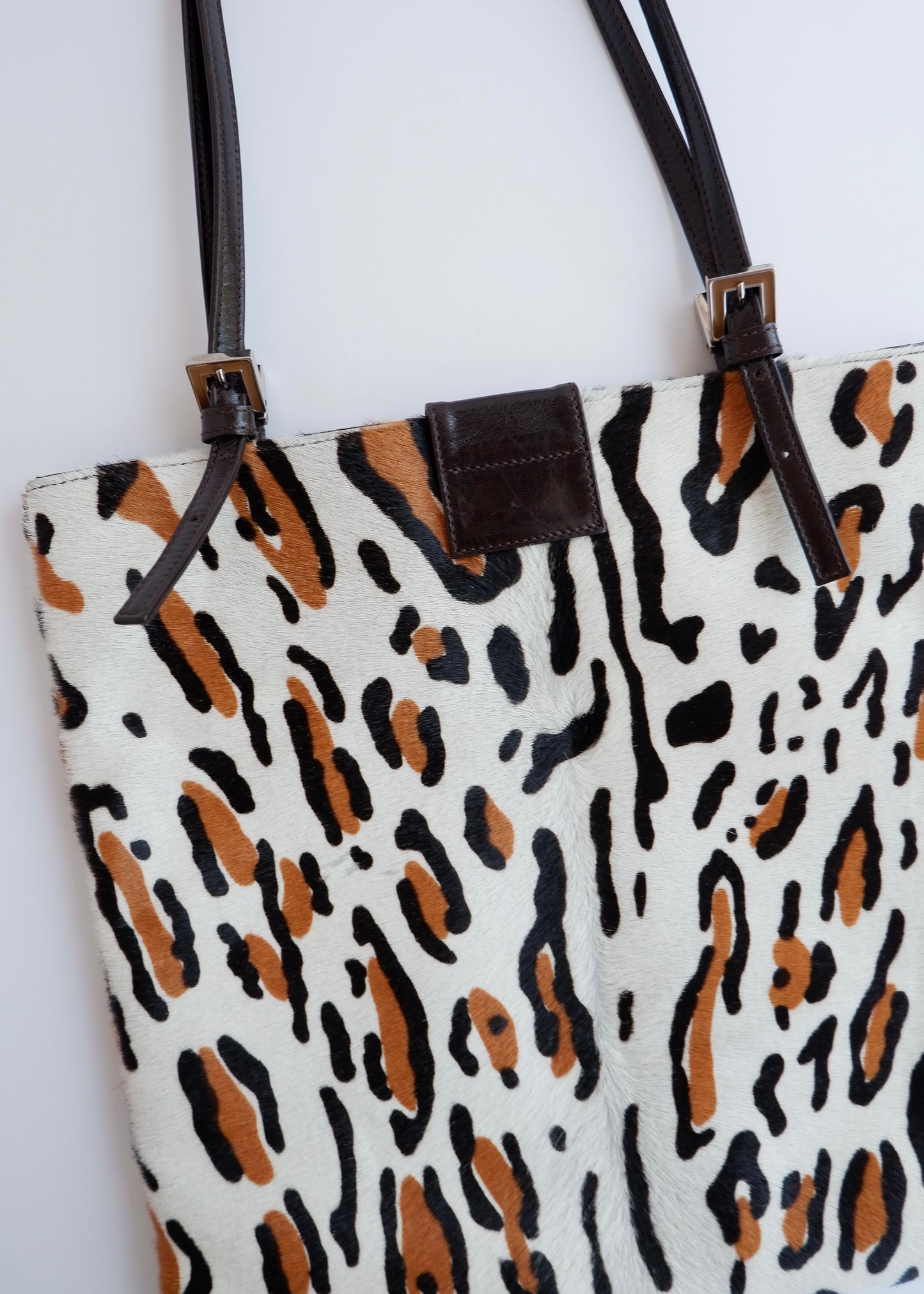 Authentic Preowned Vintage Fendi White Leopard Print Tote Bag