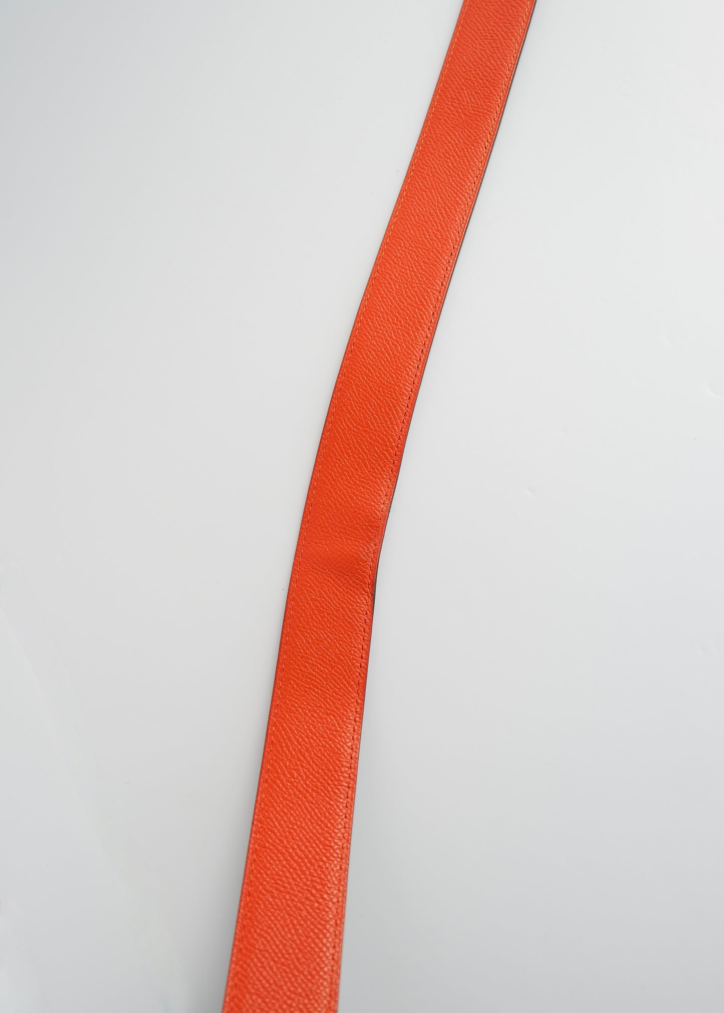 Authentic Preowned Hermes Black/ Orange Leather Martelee H Belt - 85