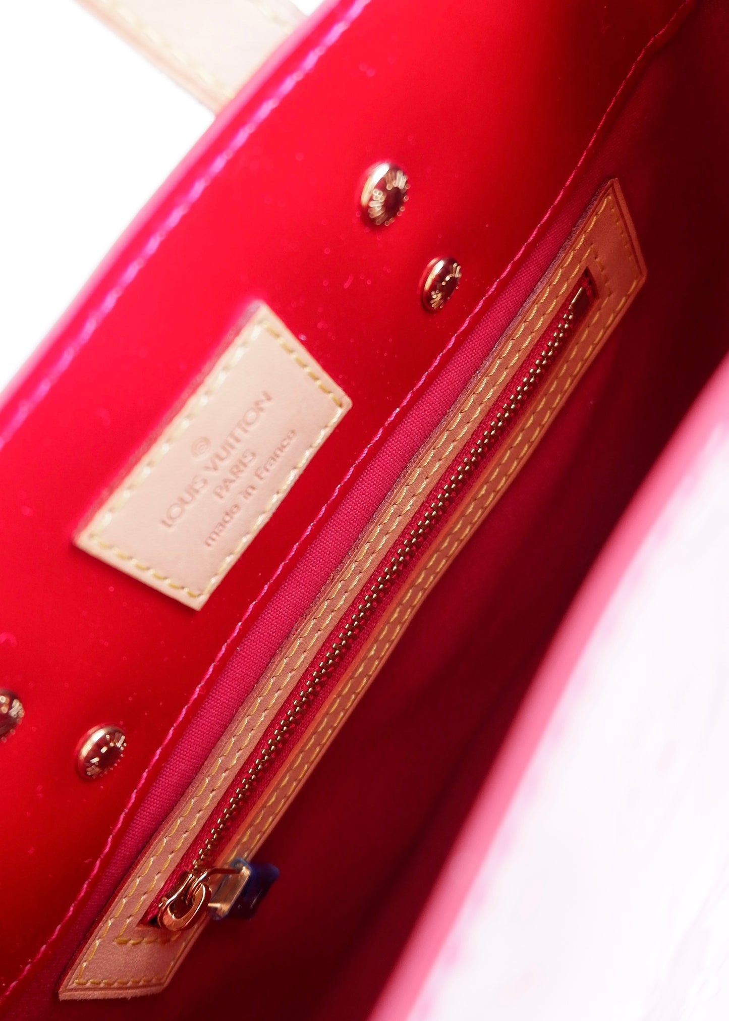 Authentic Preowned Louis Vuitton Red Monogram Vernis Reade Handbag