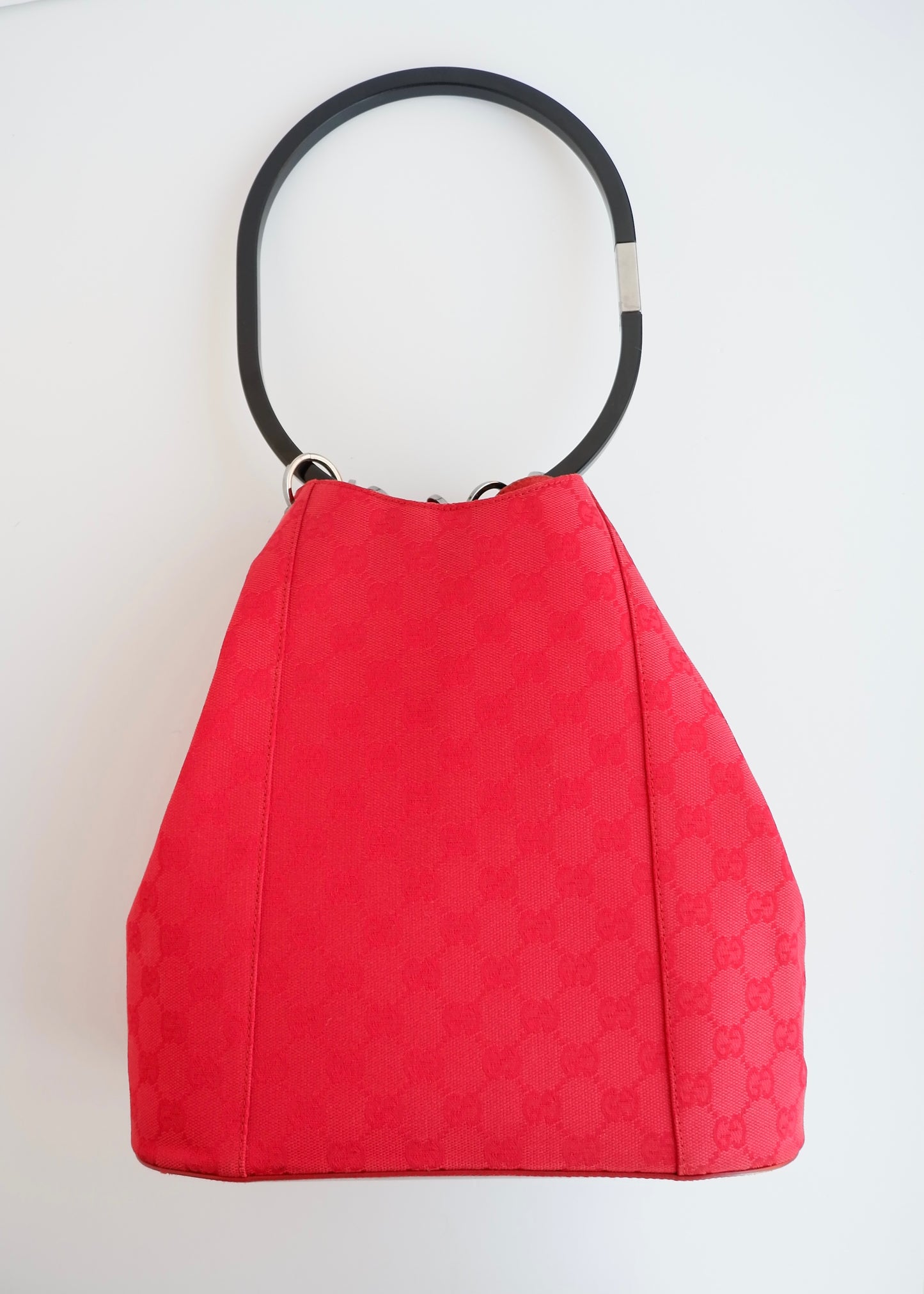 Authentic Preowned Gucci Red GG Canvas Hoop Shoulder Bag