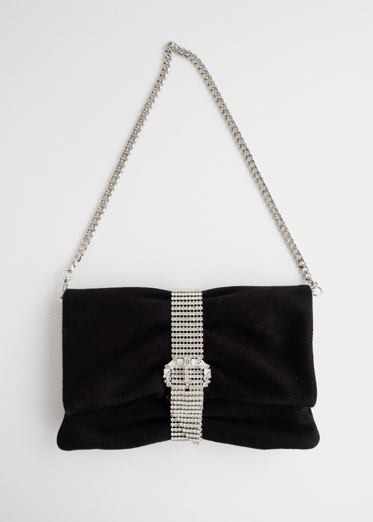 Authentic Preowned Jimmy Choo Black Suede/Crystal Embellished Evening Bag