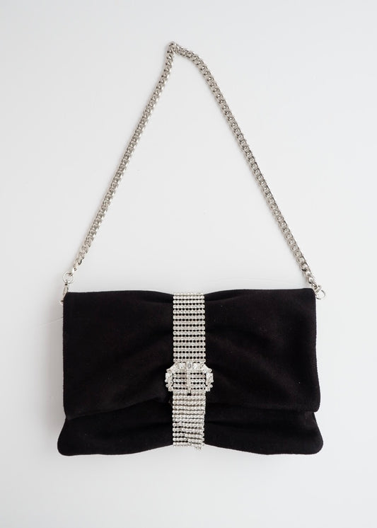 Authentic Preowned Jimmy Choo Black Suede/Crystal Embellished Evening Bag