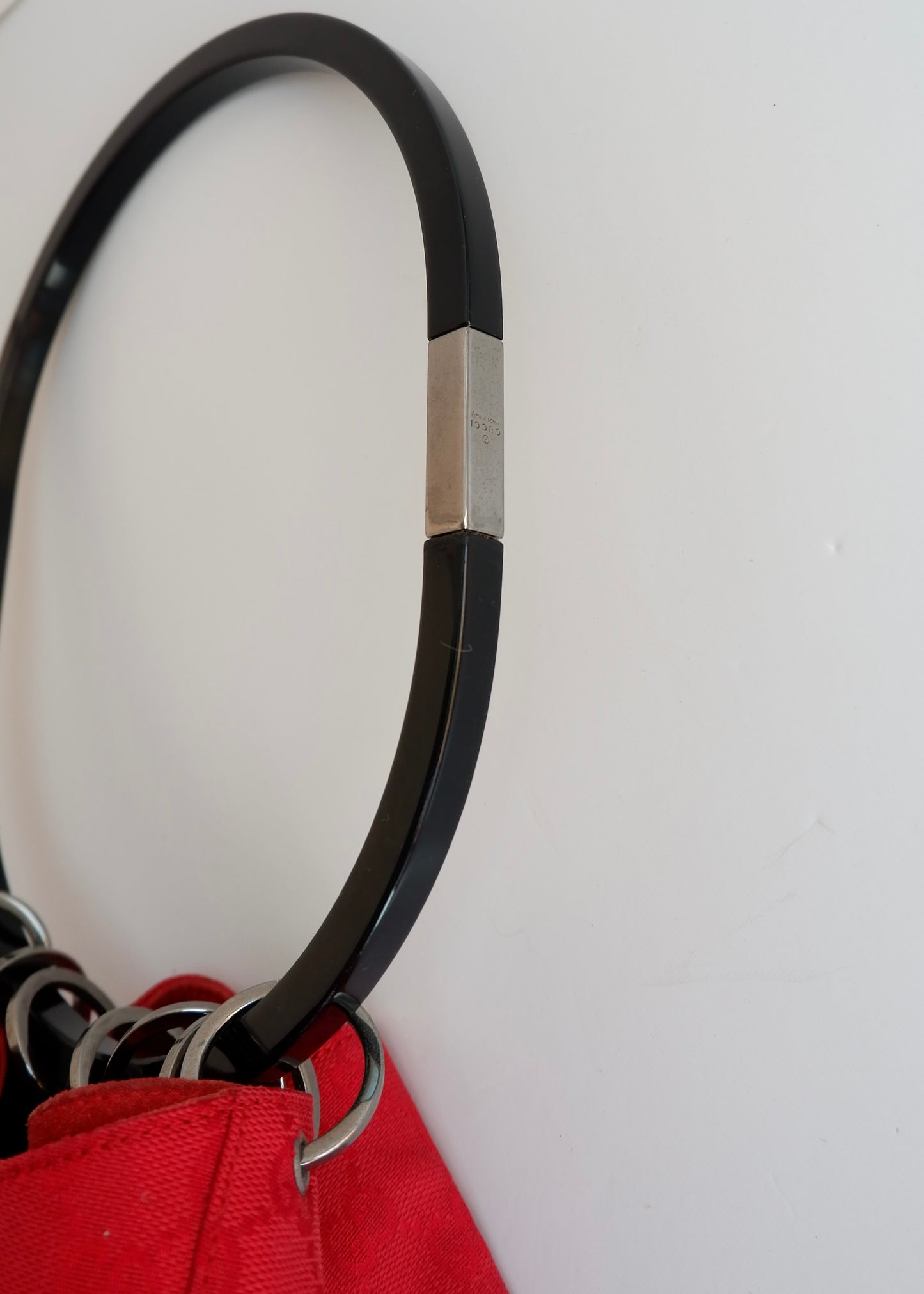 Authentic Preowned Gucci Red GG Canvas Hoop Shoulder Bag
