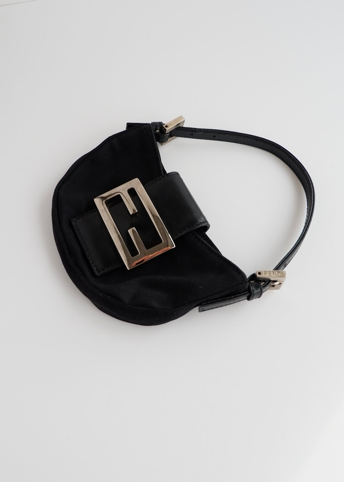 Authentic Preowned Fendi Black Fabric Micro Croissant Bag