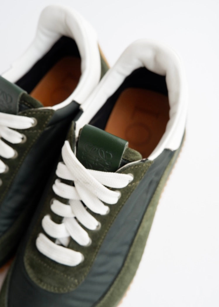 Authentic Preowned Loewe Forest Green Suede Sneakers - 39