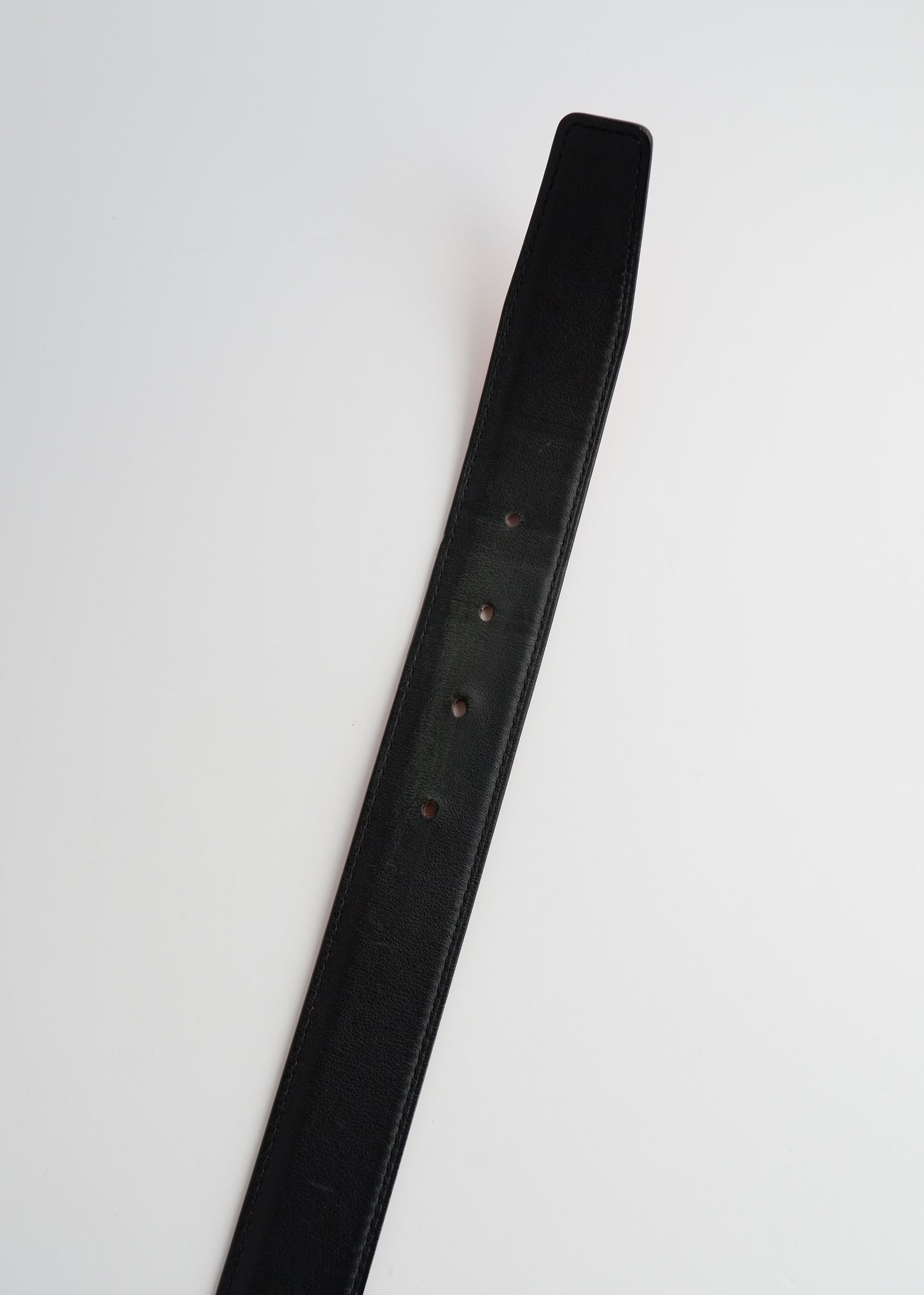 Authentic Preowned Hermes Black/ Orange Leather Martelee H Belt - 85