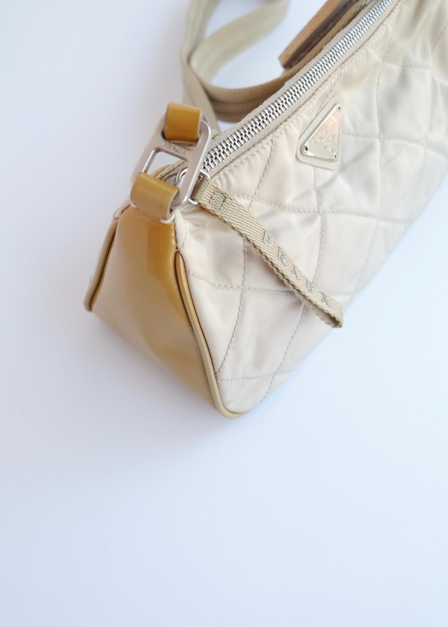 Authentic Preowned Prada Beige Quilted Nylon Crossbody Bag