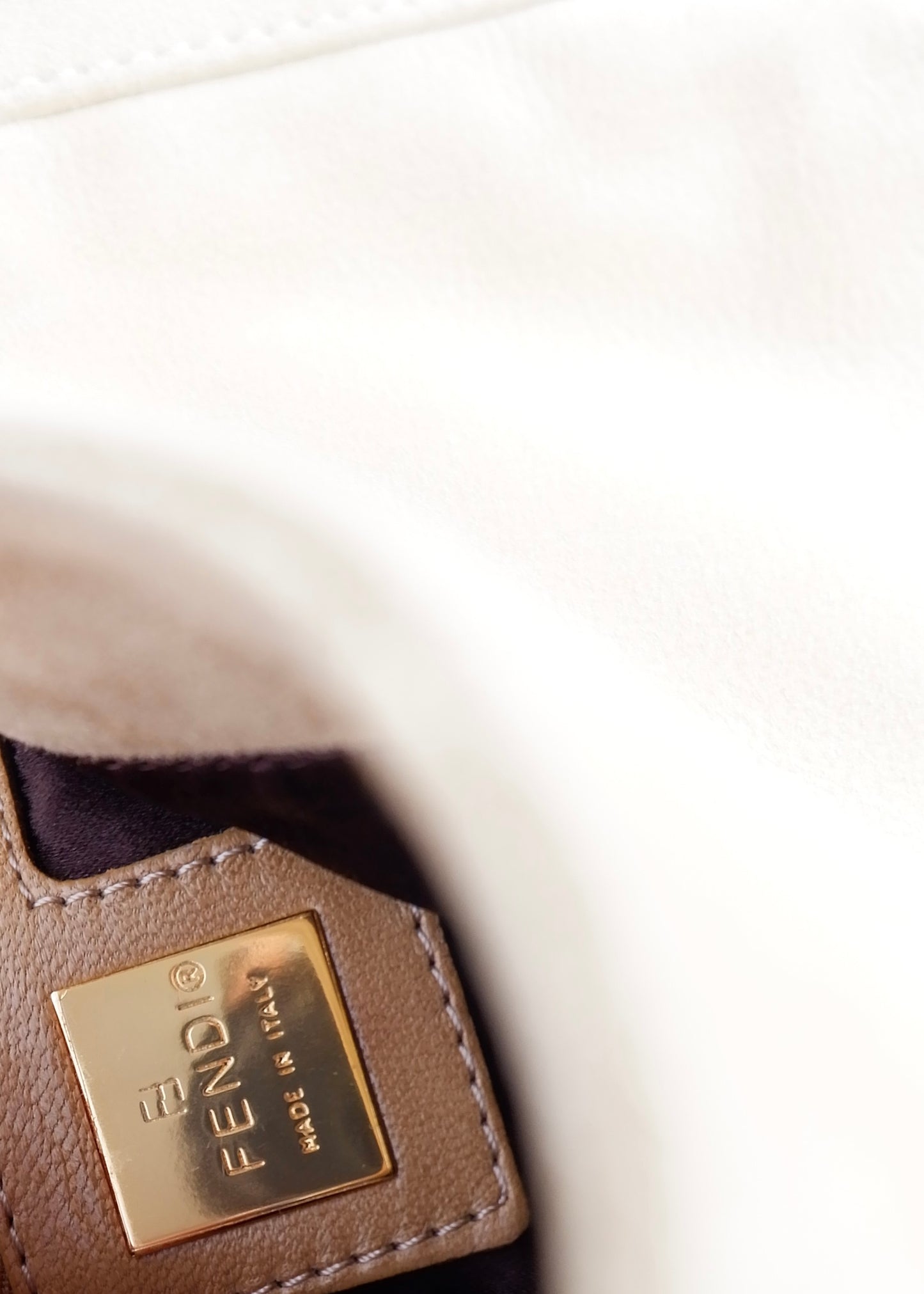 Authentic Preowned Fendi Beige Suede Mamma Baguette Shoulder Bag