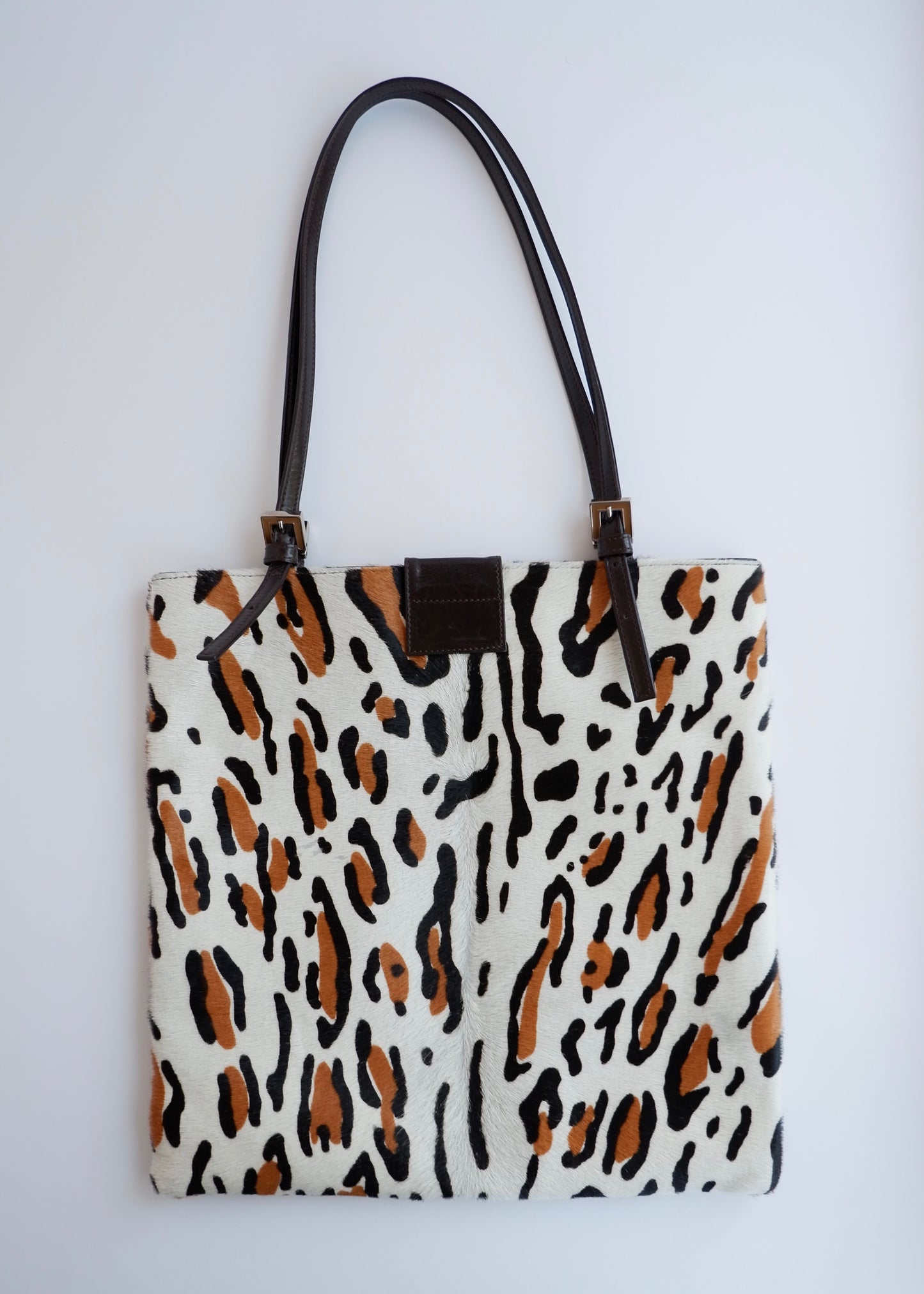 Authentic Preowned Vintage Fendi White Leopard Print Tote Bag