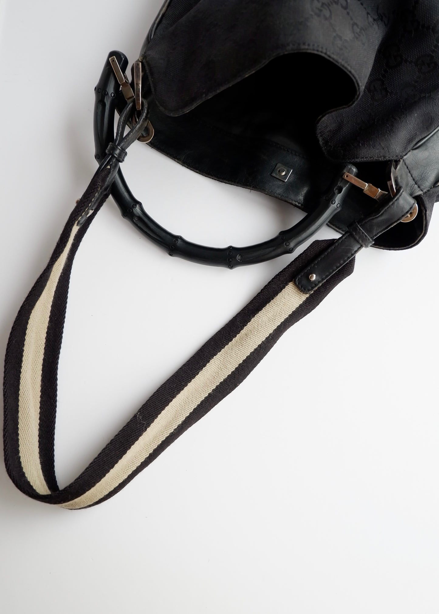 Authentic Preowned Gucci Black GG Canvas Two Strap Shoulder Bag