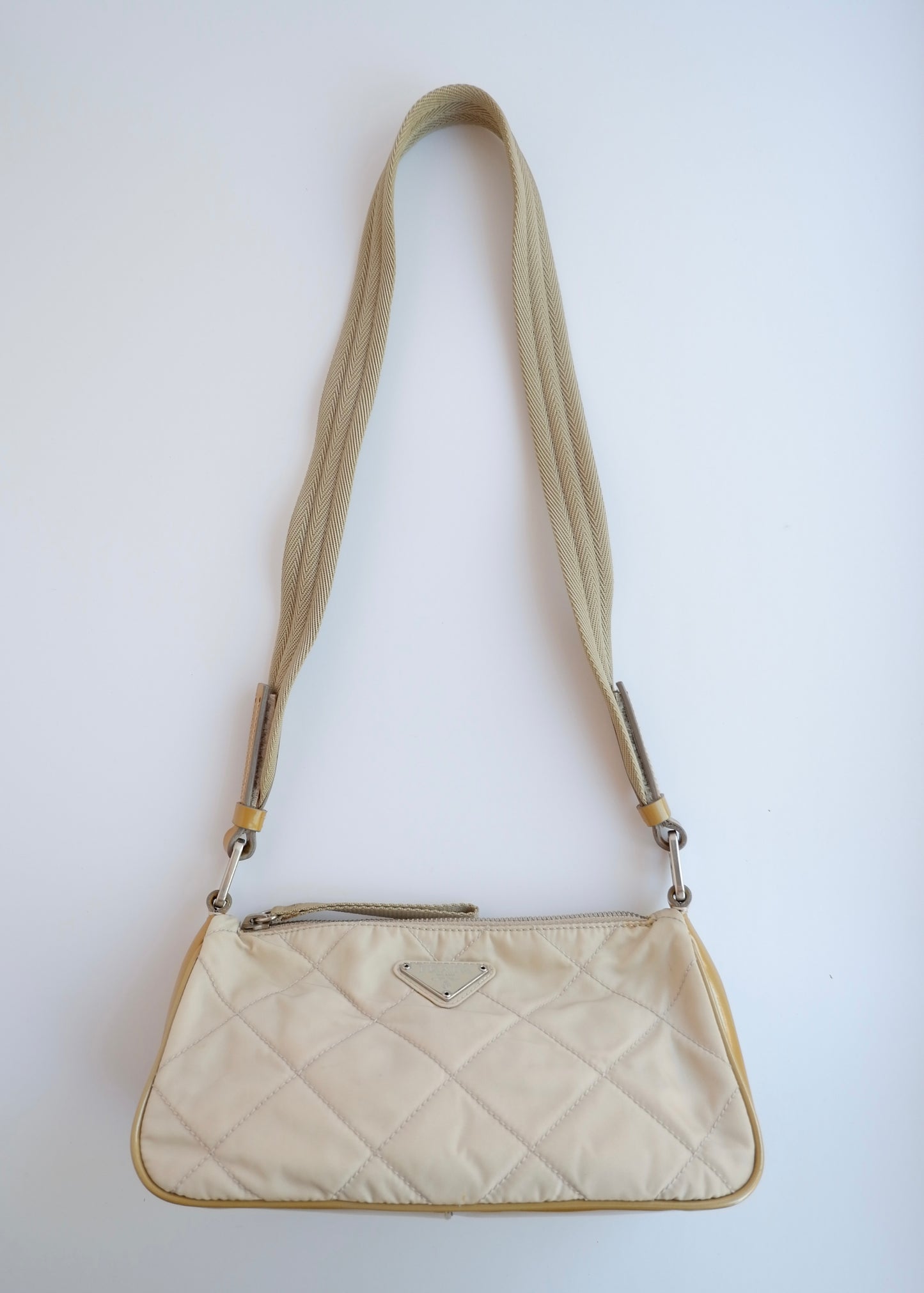 Authentic Preowned Prada Beige Quilted Nylon Crossbody Bag