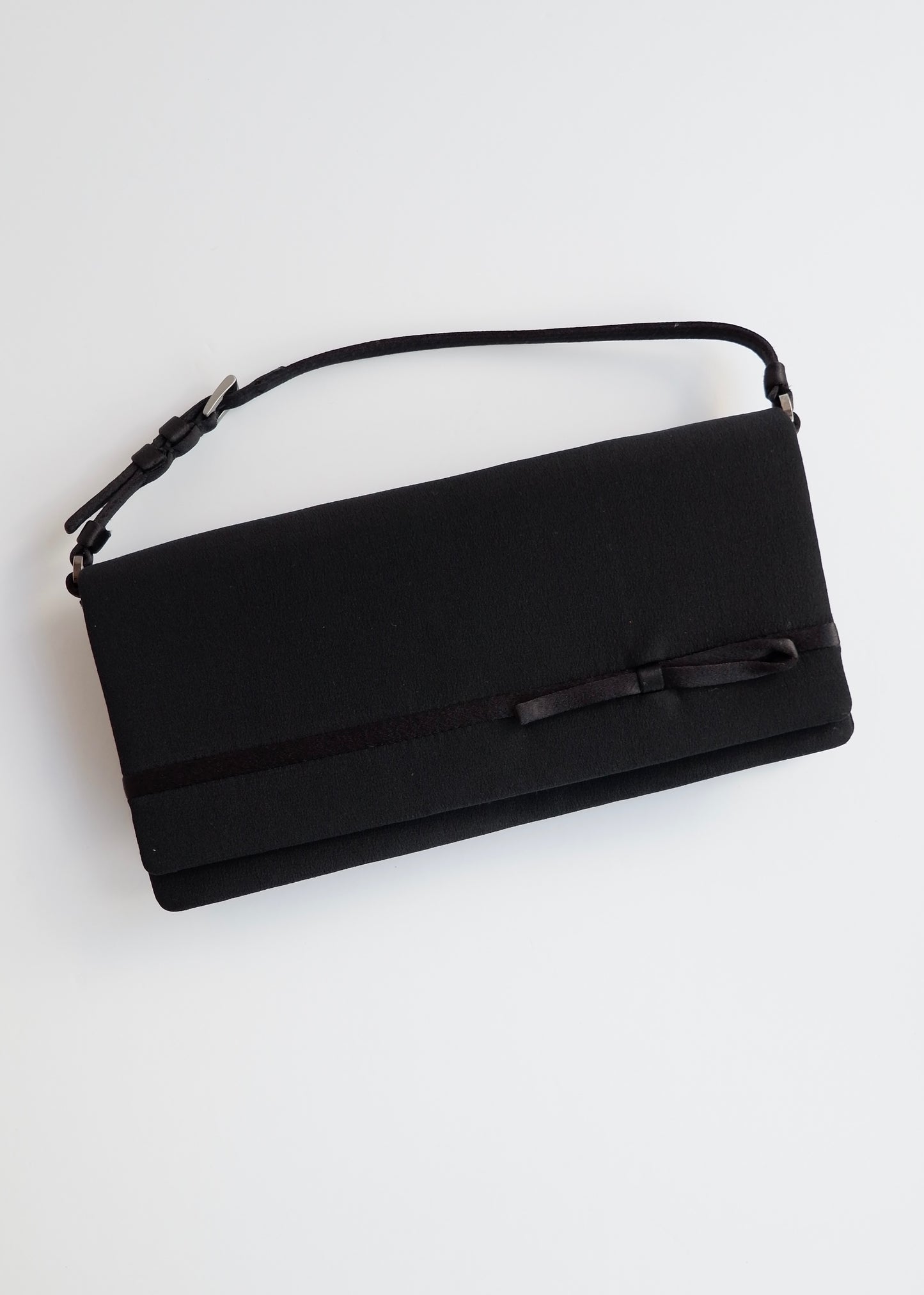 Authentic Preowned Prada Black Satin Bow Detail Handbag